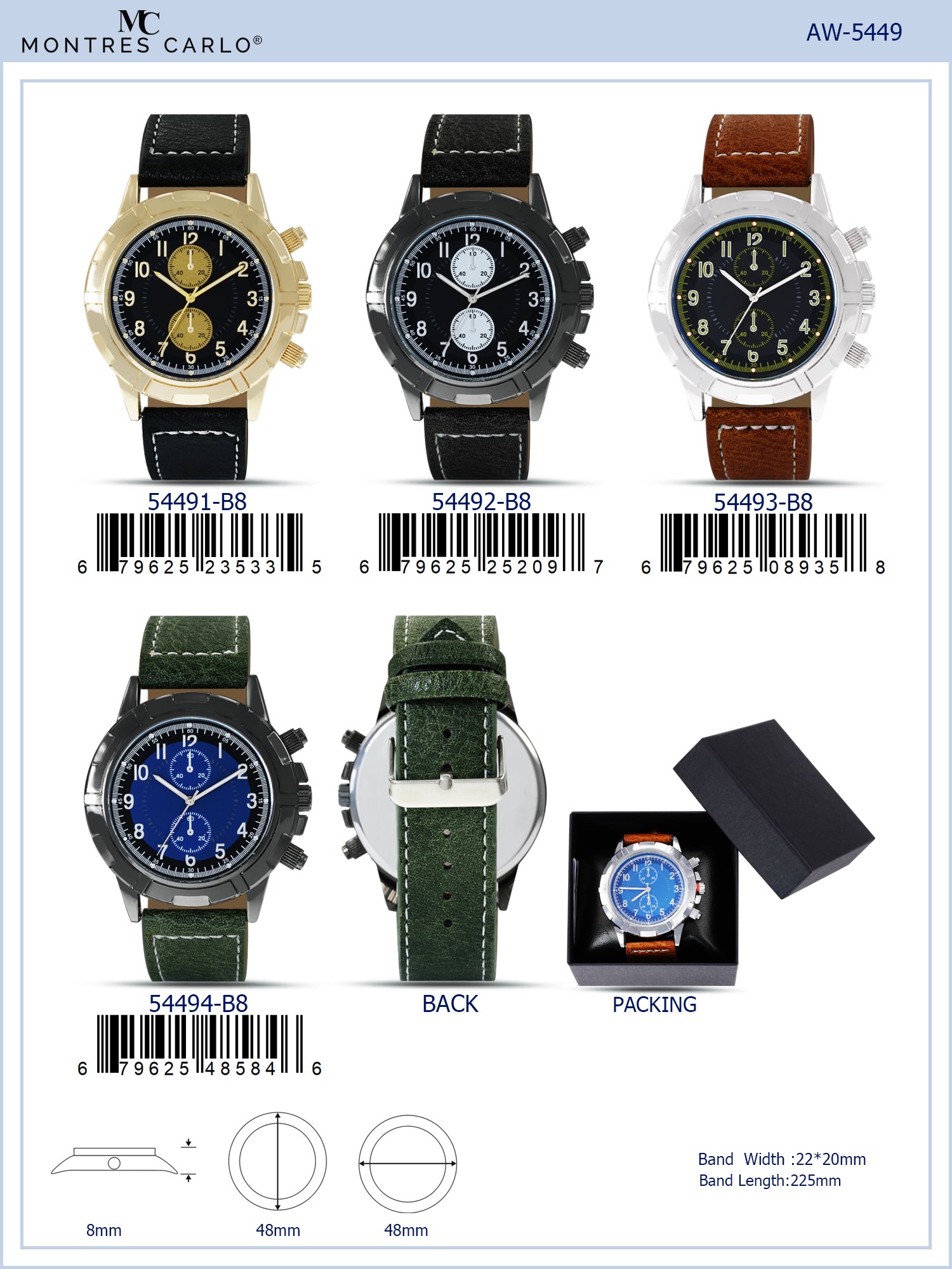 5449-B8-Gift Boxed Faux Leather Band Watch