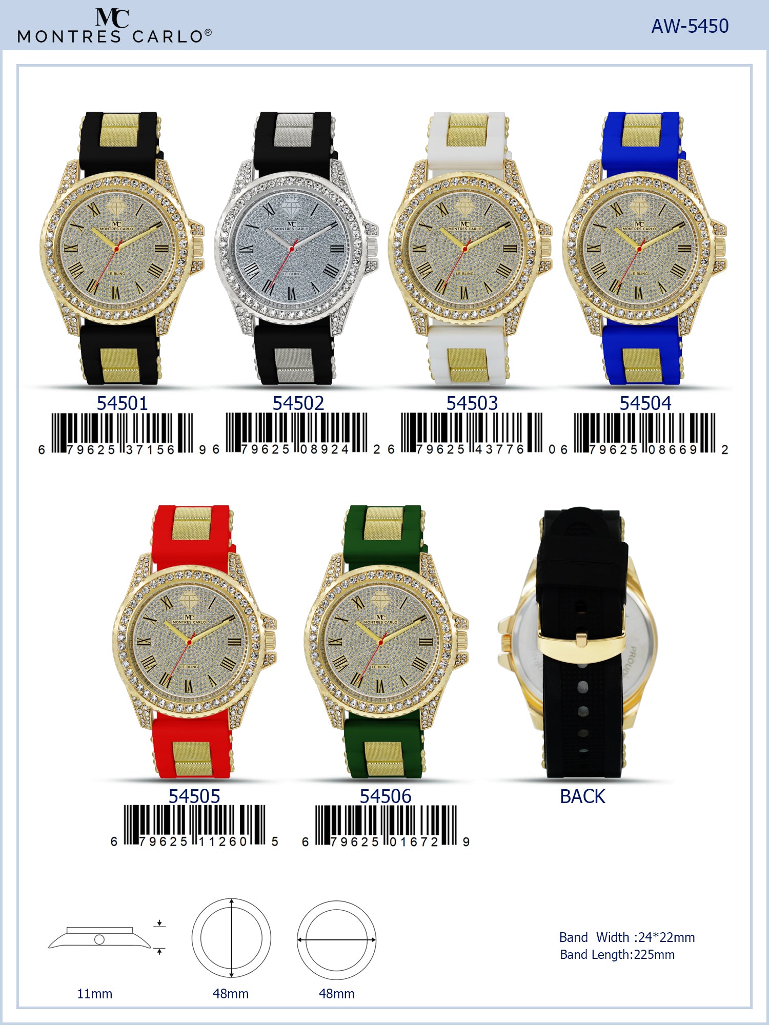5450-Montres Carlo Silicon Band Watch