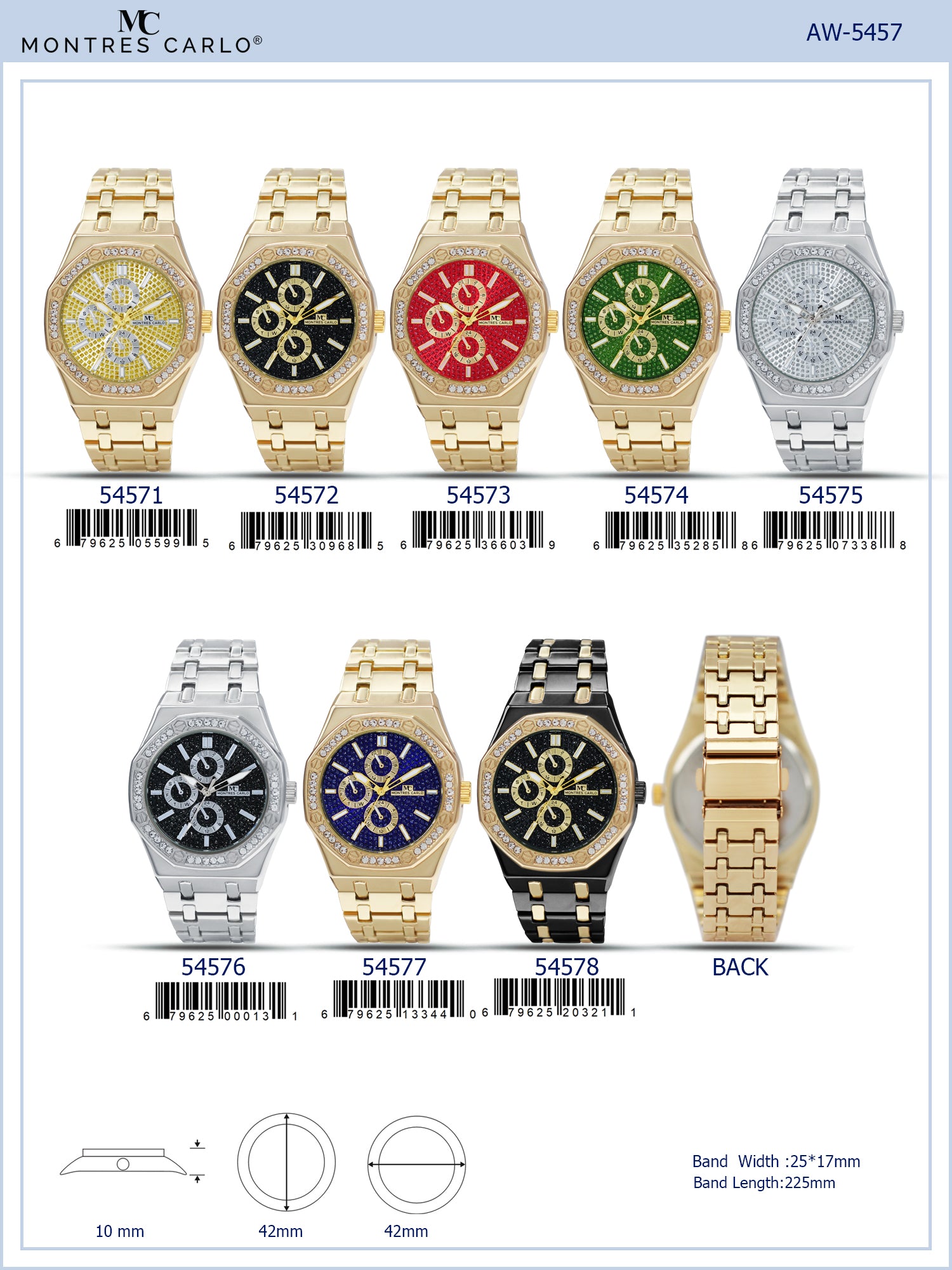 5457-Montres Carlo Metal Band Watch