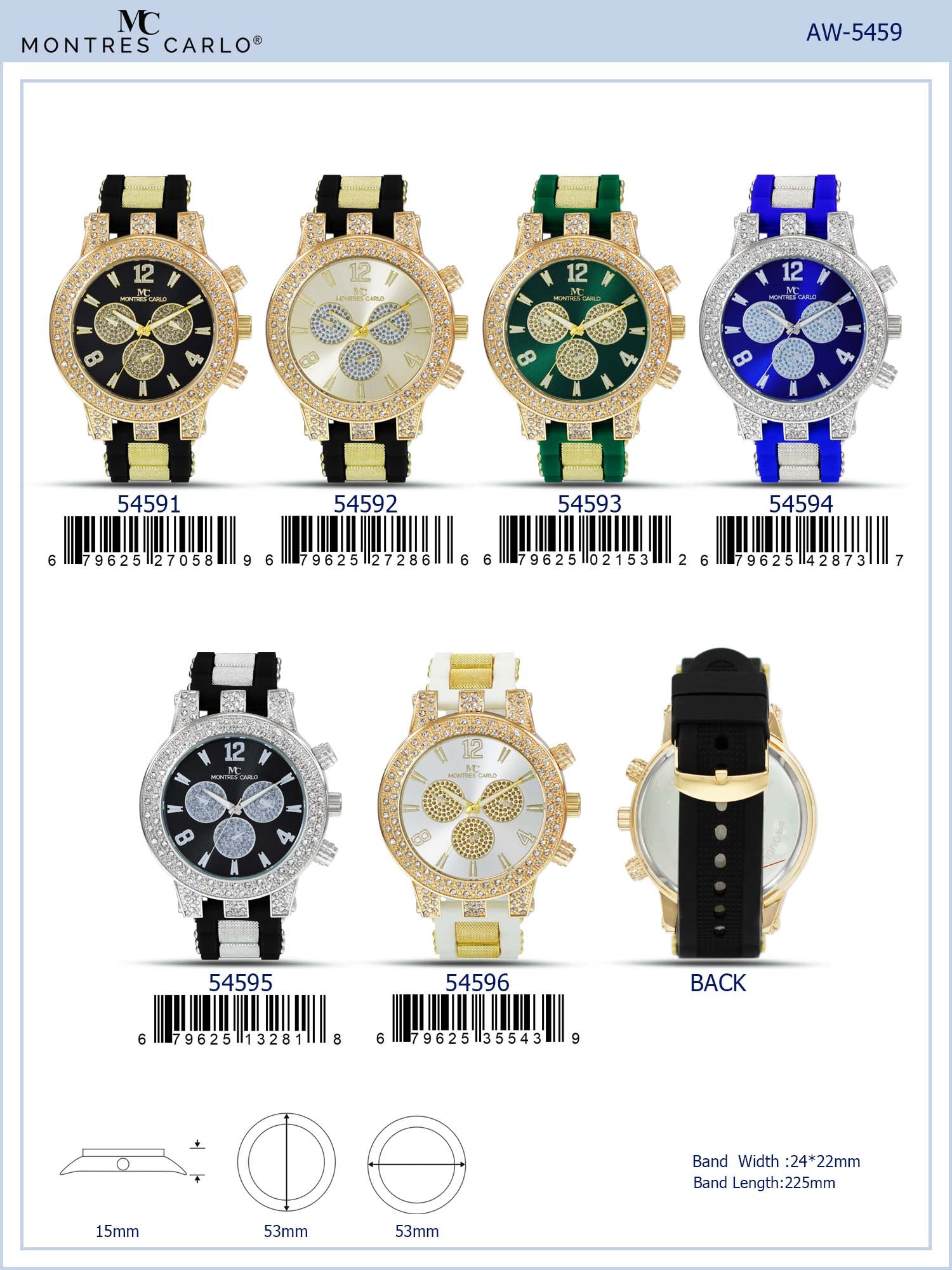 5459-Montres Carlo Silicon Band Watch