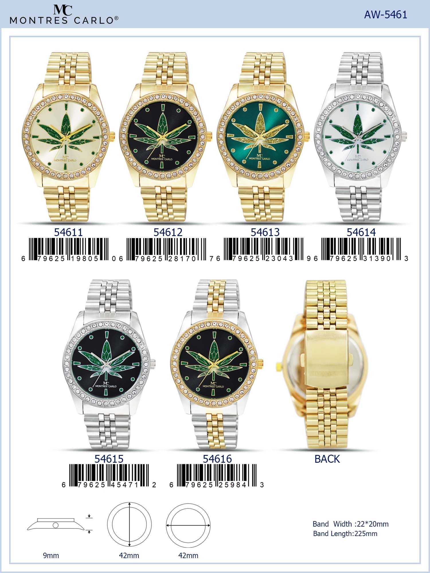 5461-Montres Carlo Metal Band Watch