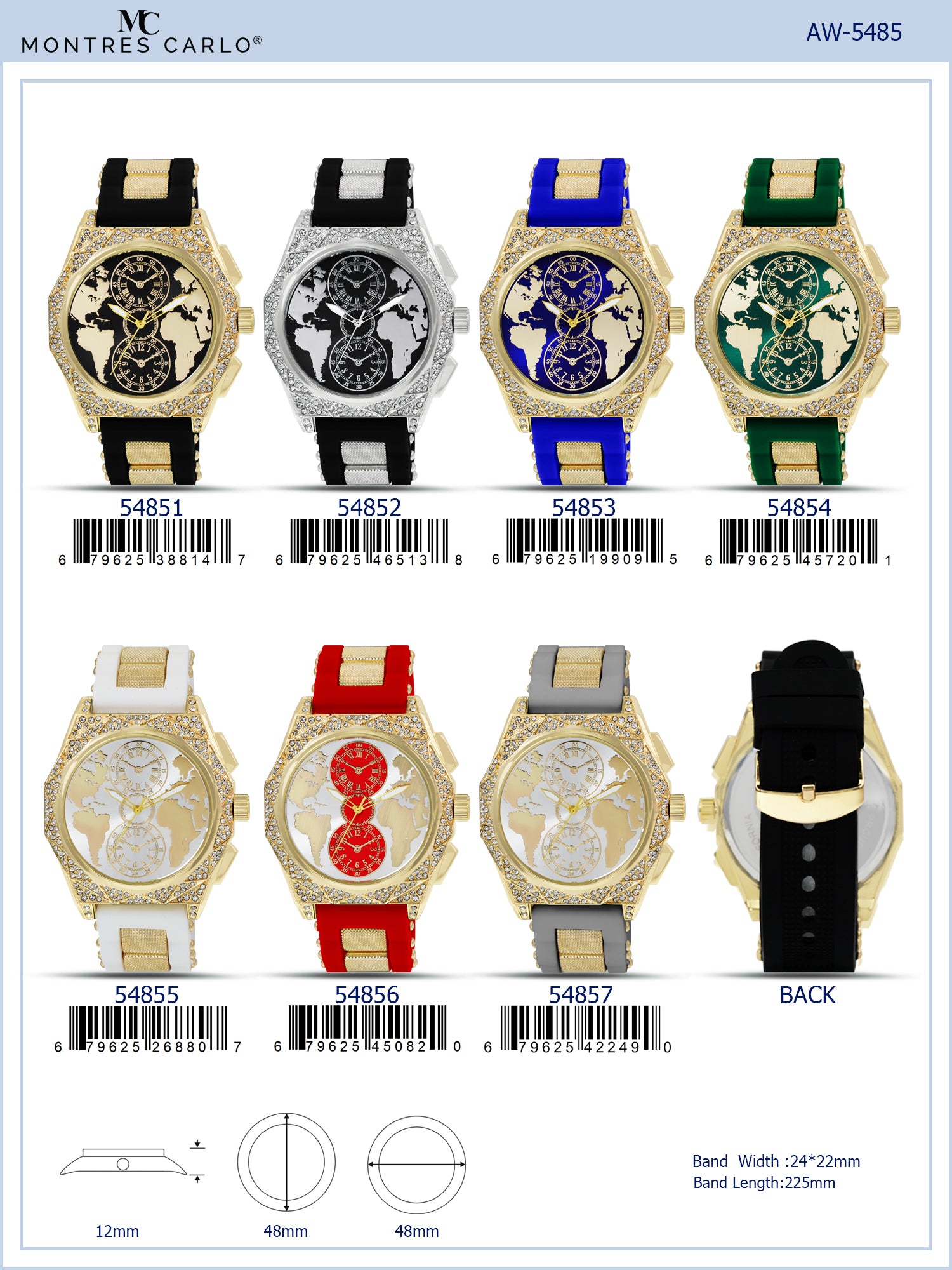 5485-Montres Carlo Silicon Band Watch