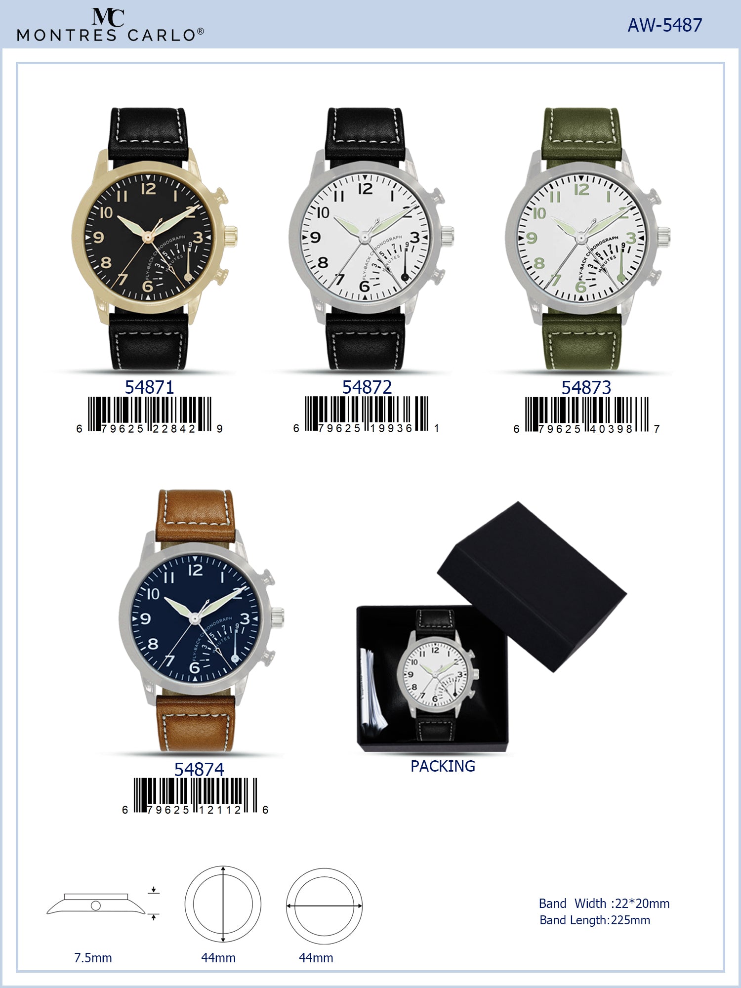 5487-B8-Gift Boxed Faux Leather Band Watch