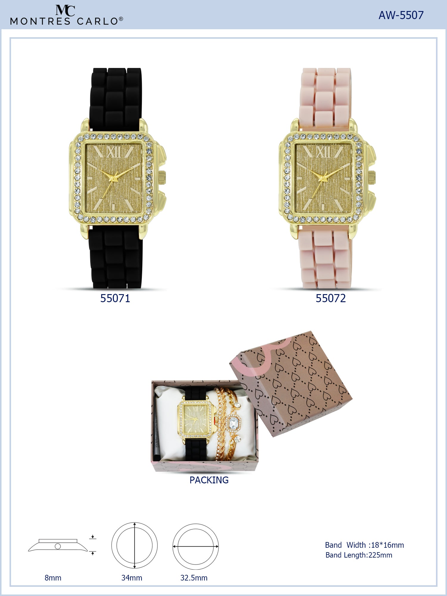 5507 - Silicon band watch Gift Box Edition