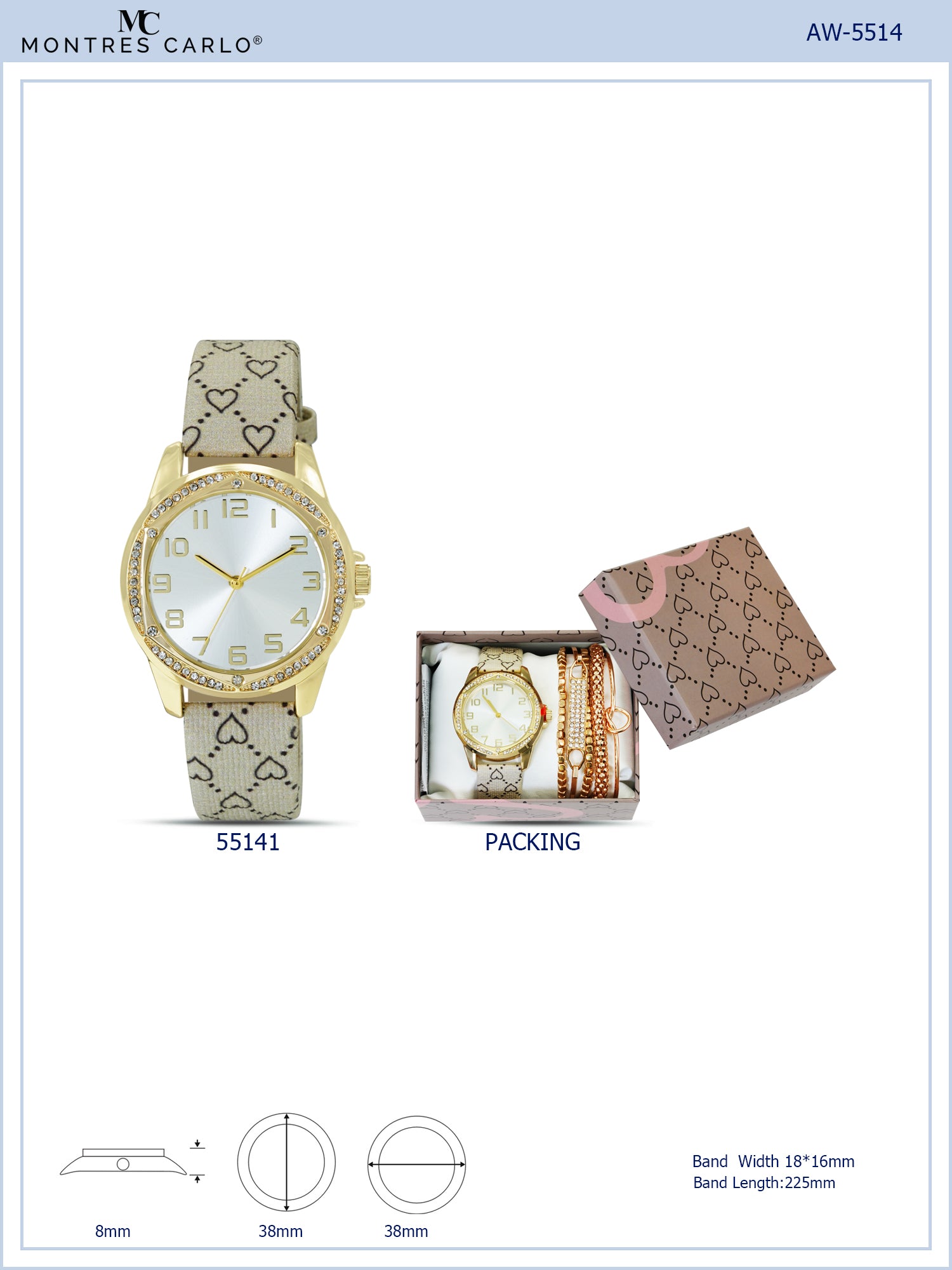 55141 - Faux Leather band watch Gift Box Edition