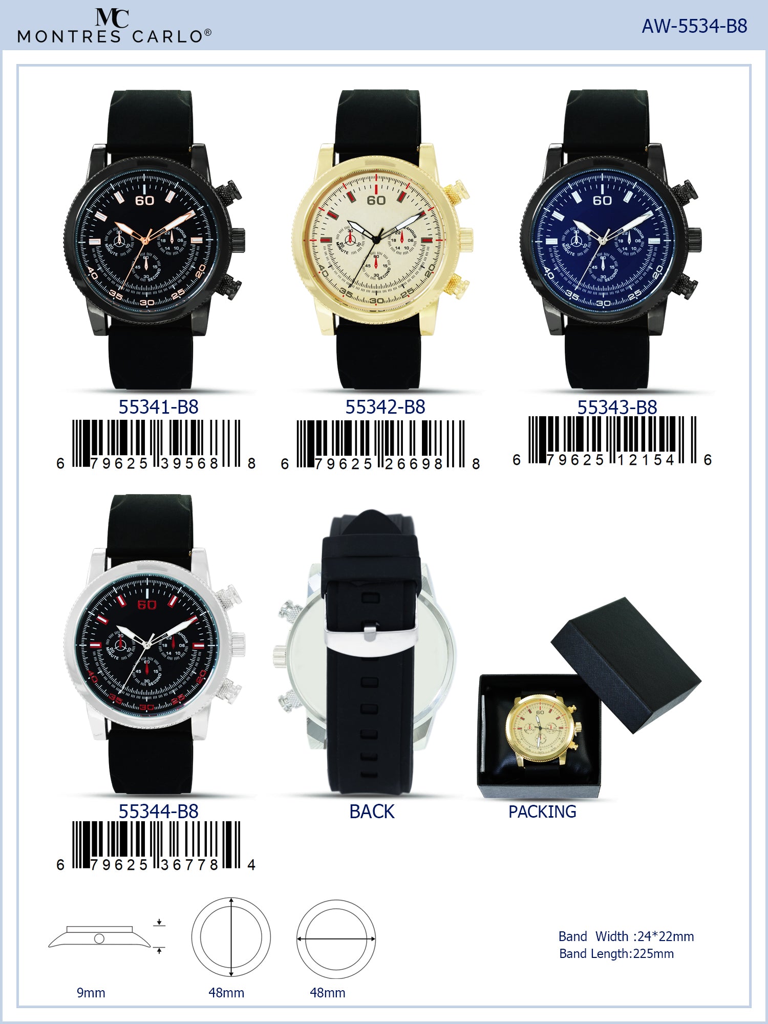 5534-B8 - Prepacked Silicon Band Watch