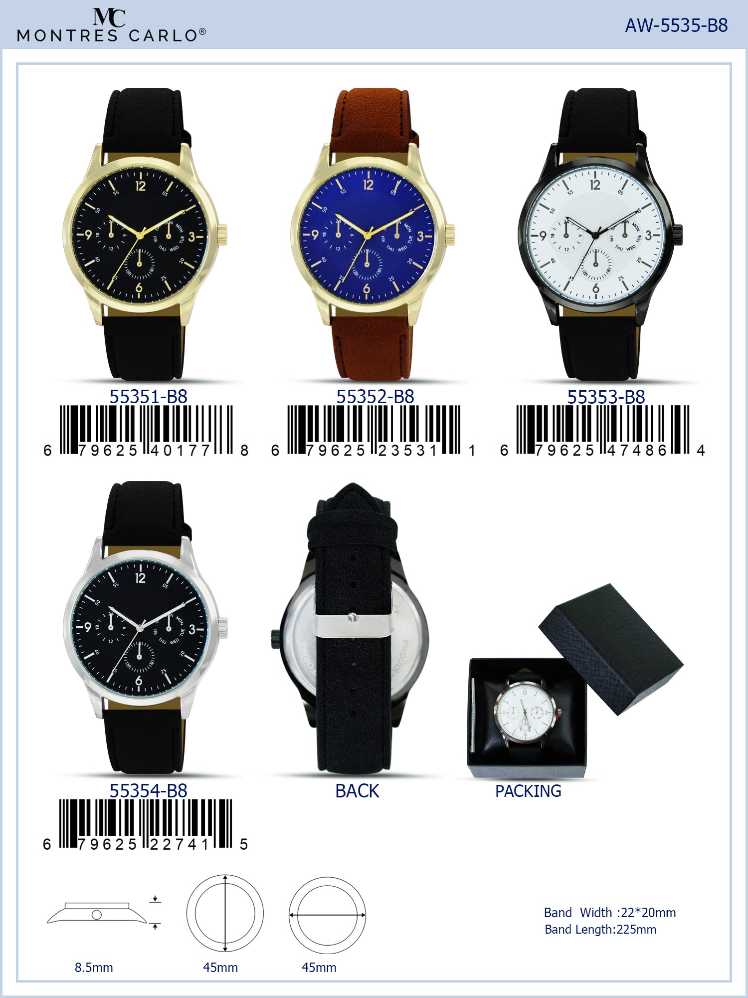 5535-B8 - Faux Leather band watch Gift Box Edition