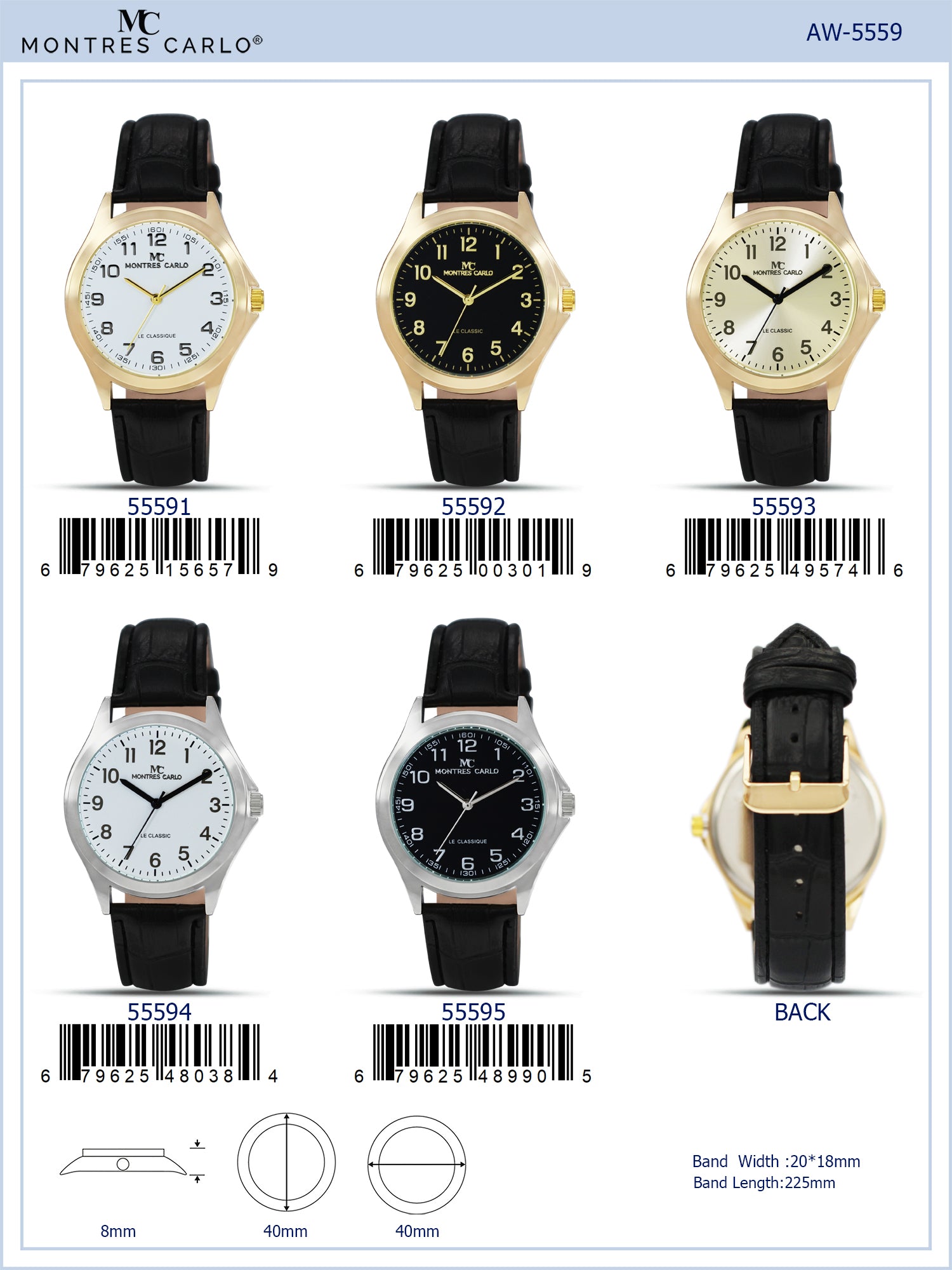 5559 - Montres Carlo Faux Leather Band Watch