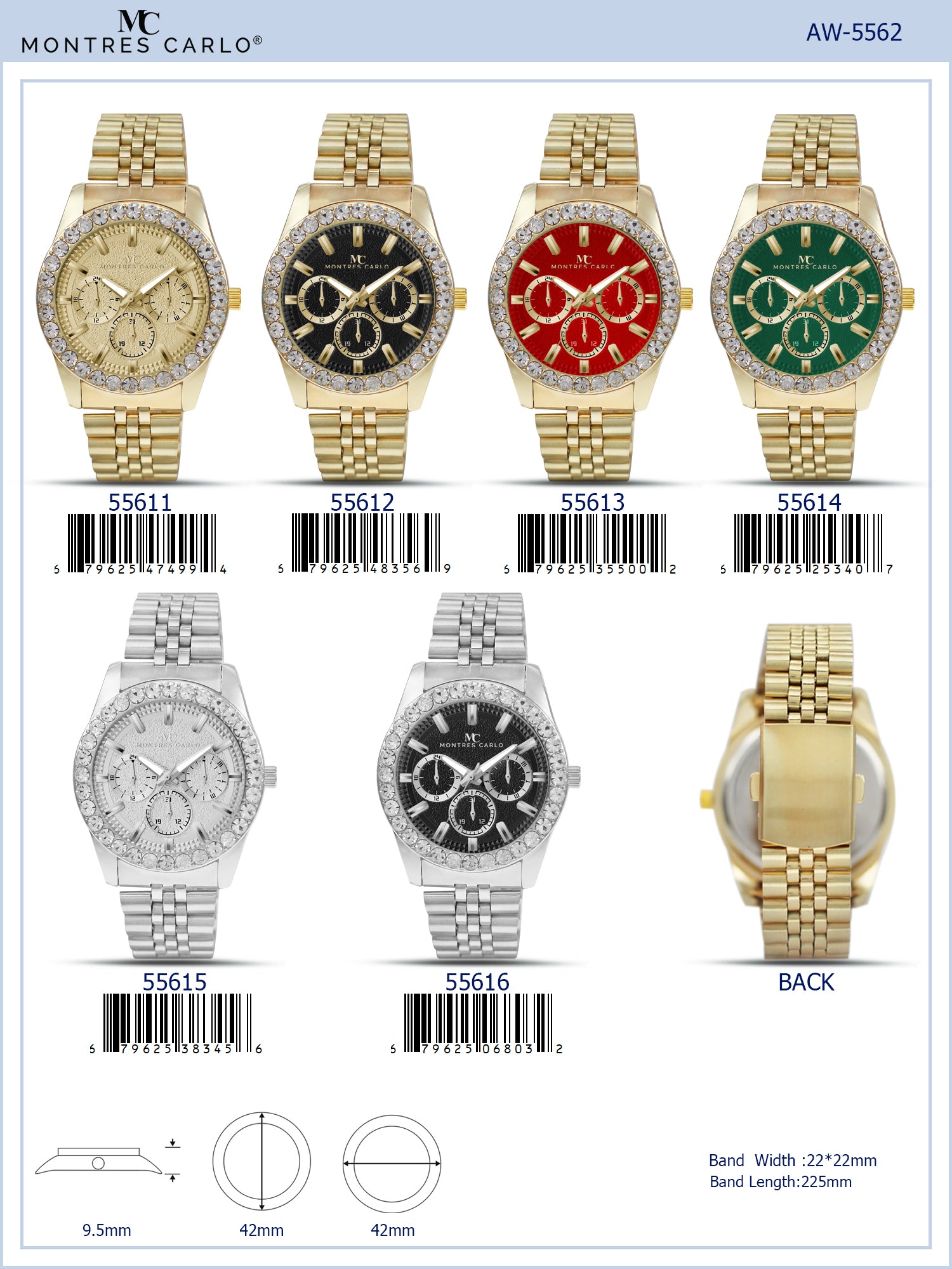 5561-Montres Carlo Metal Band Watch