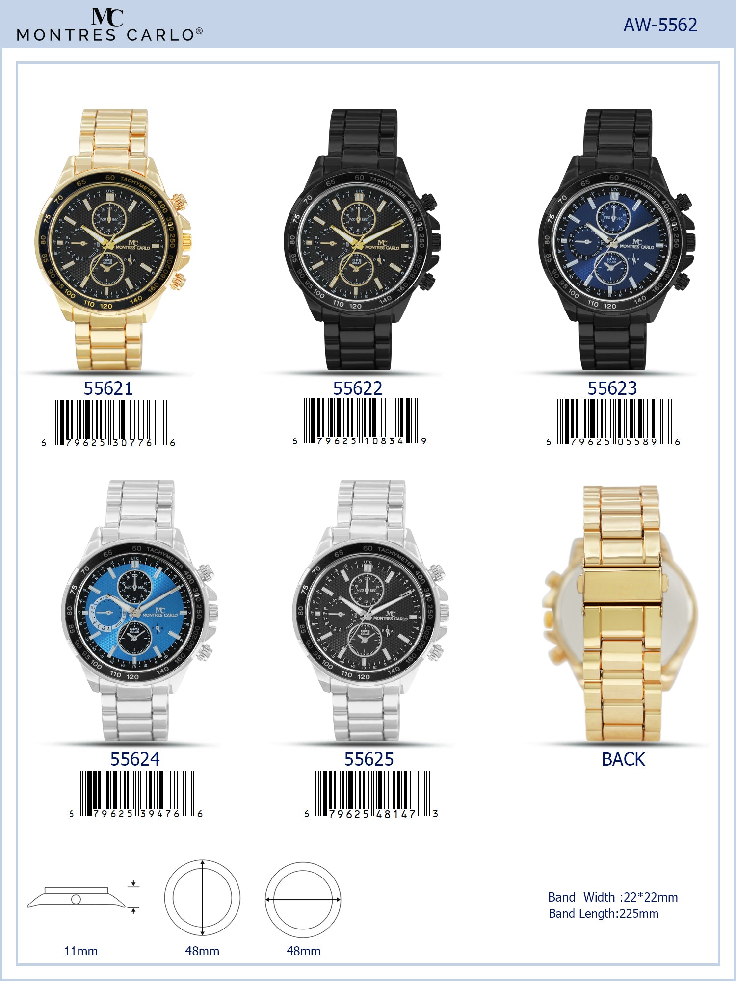 5562-Montres Carlo Metal Band Watch