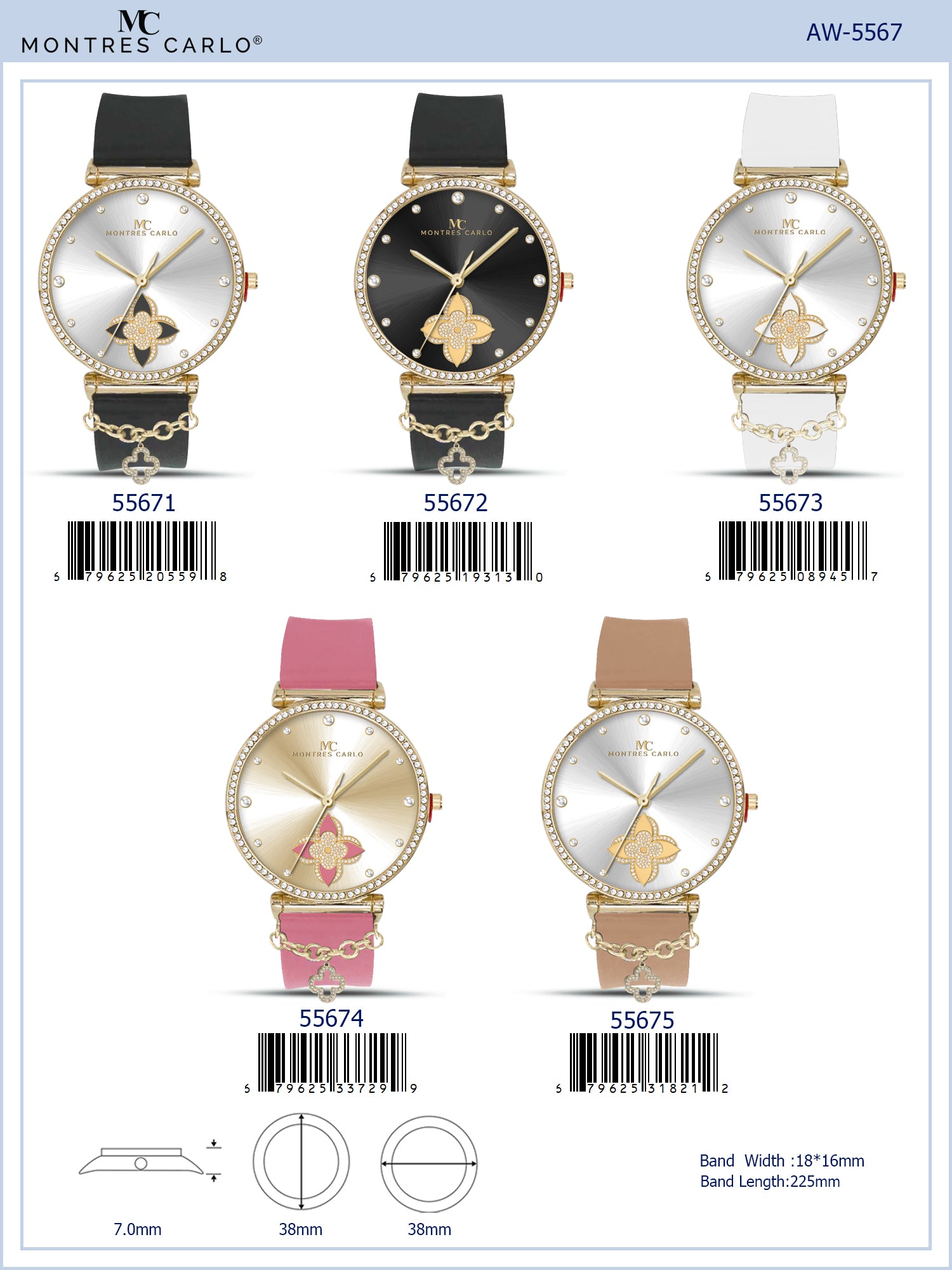 5567-Montres Carlo Silicon Band Watch