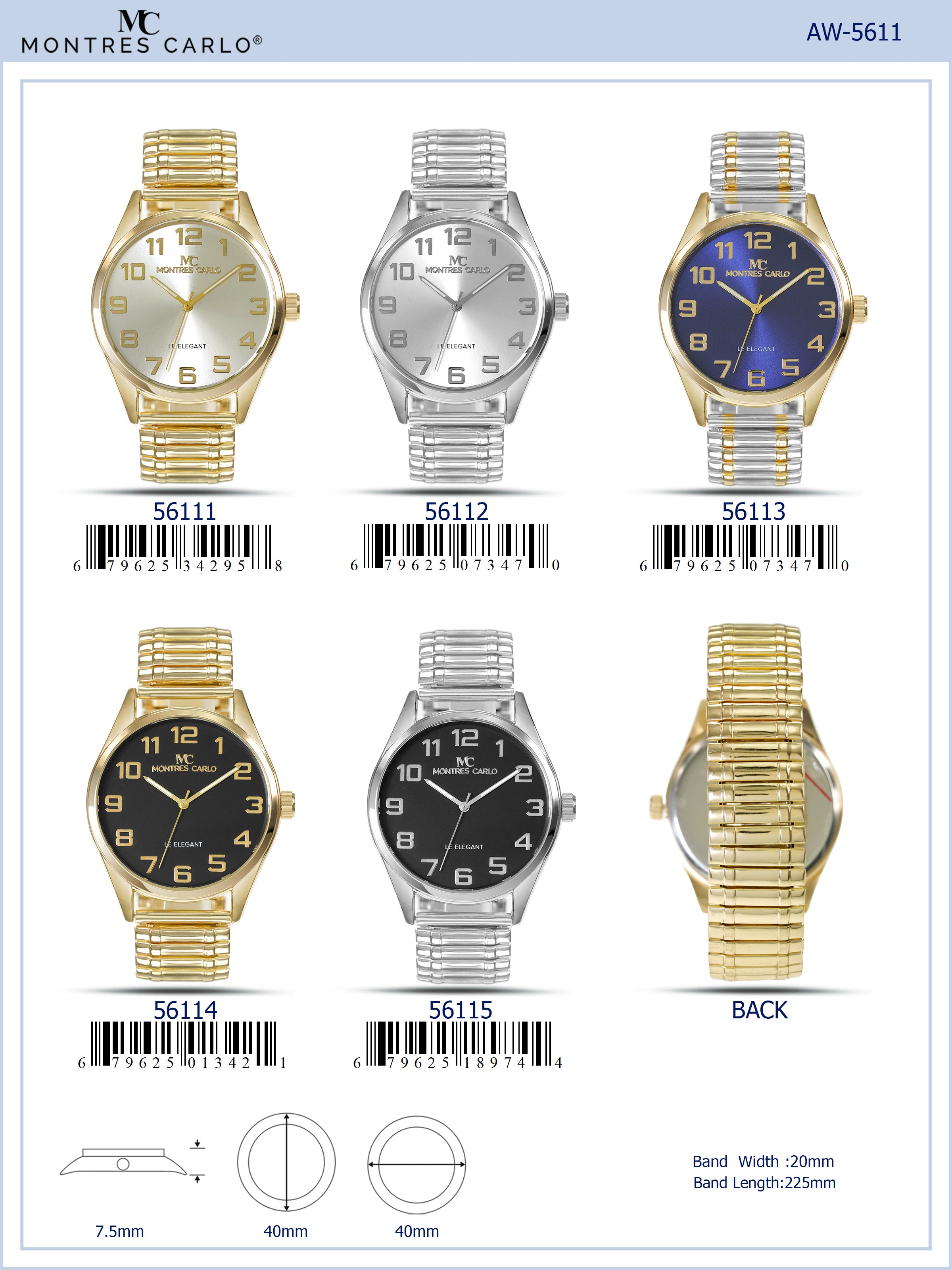 5611-Montres Carlo Metal Band Watch