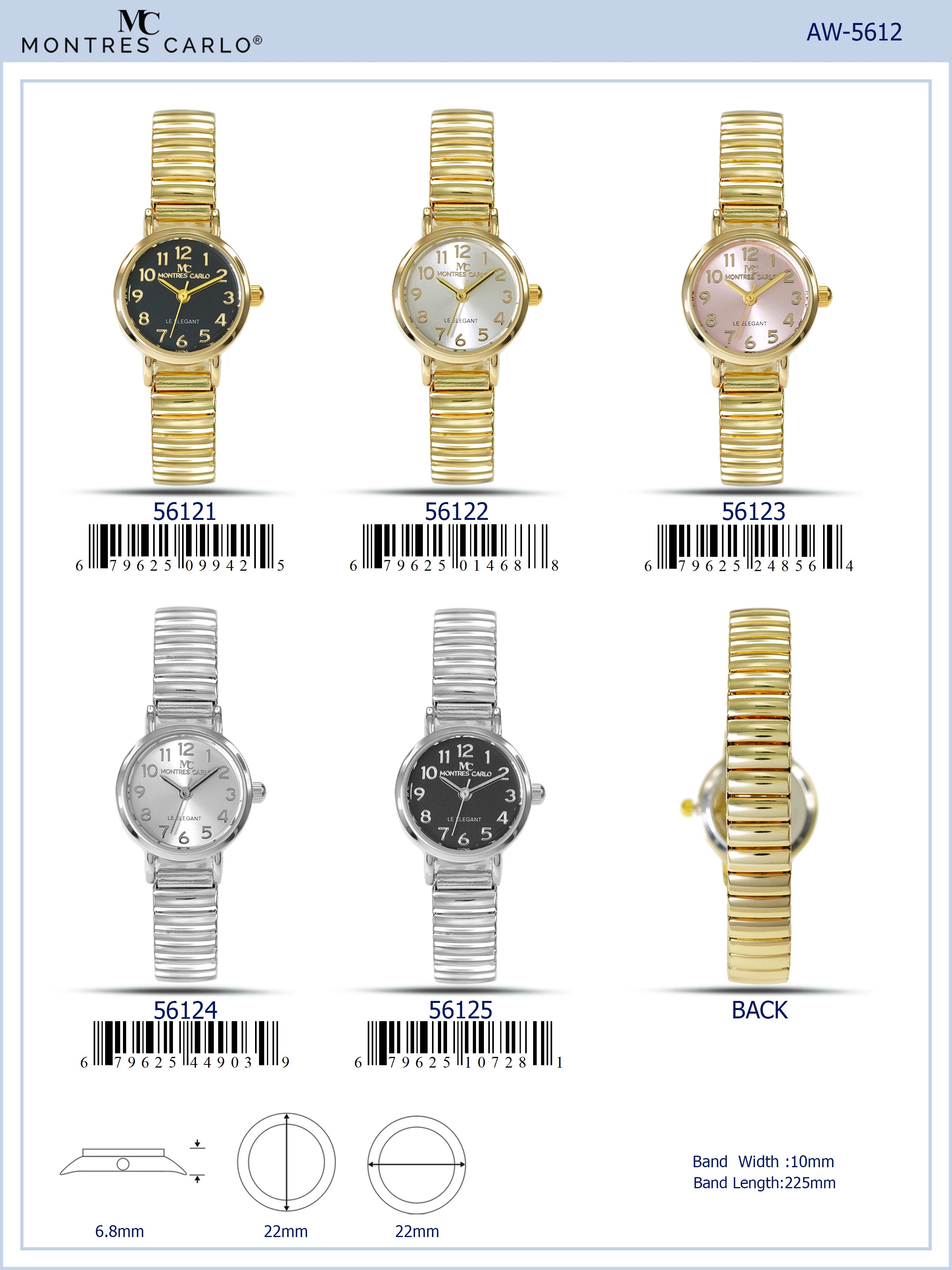 5612-Montres Carlo Flex Band Watch