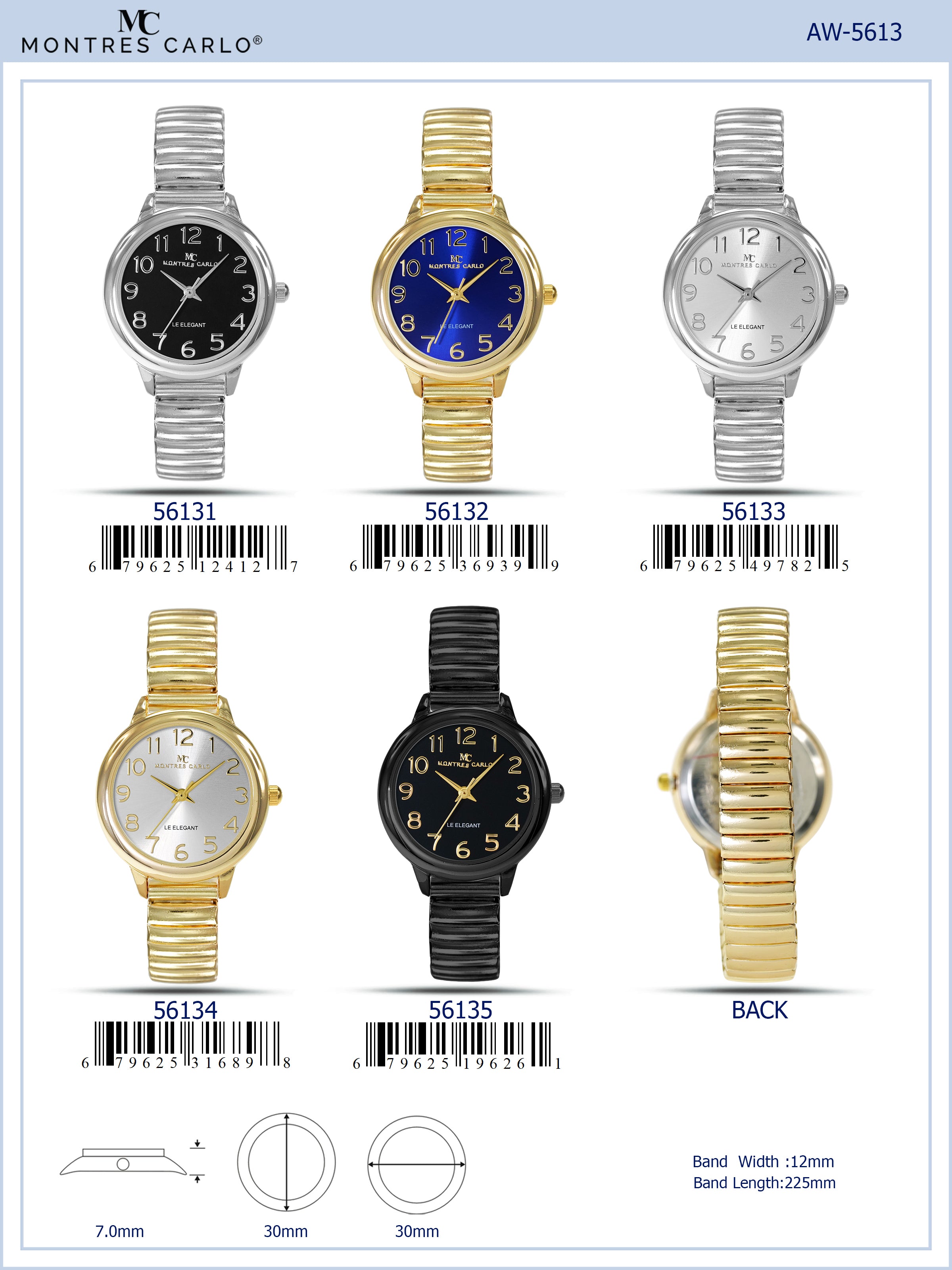 5613-Montres Carlo Flex Band Watch
