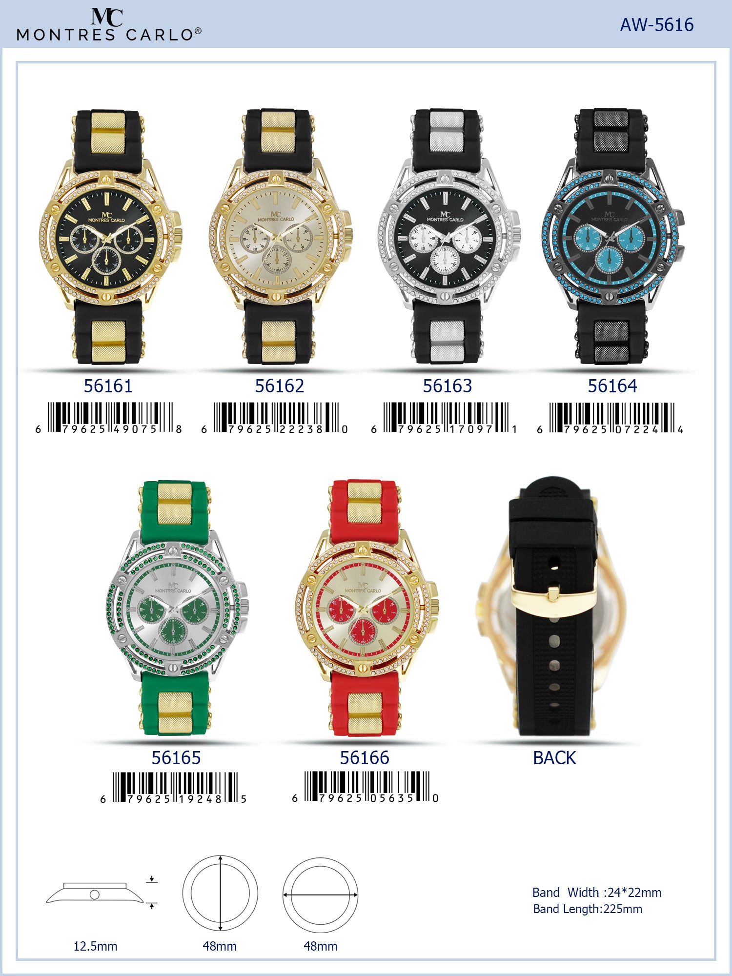 5616-Montres Carlo Silicon Band Watch