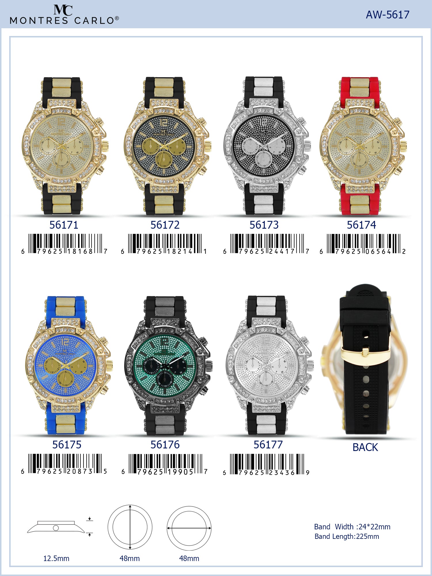 5617-Montres Carlo Silicon Band Watch