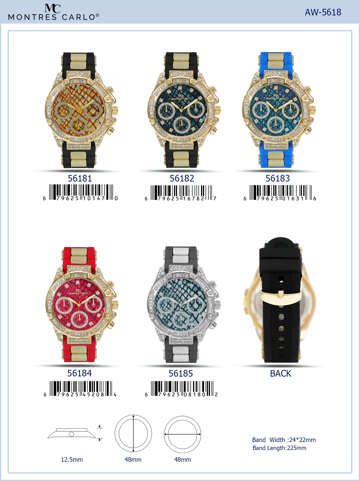 5618-Montres Carlo Silicon Band Watch