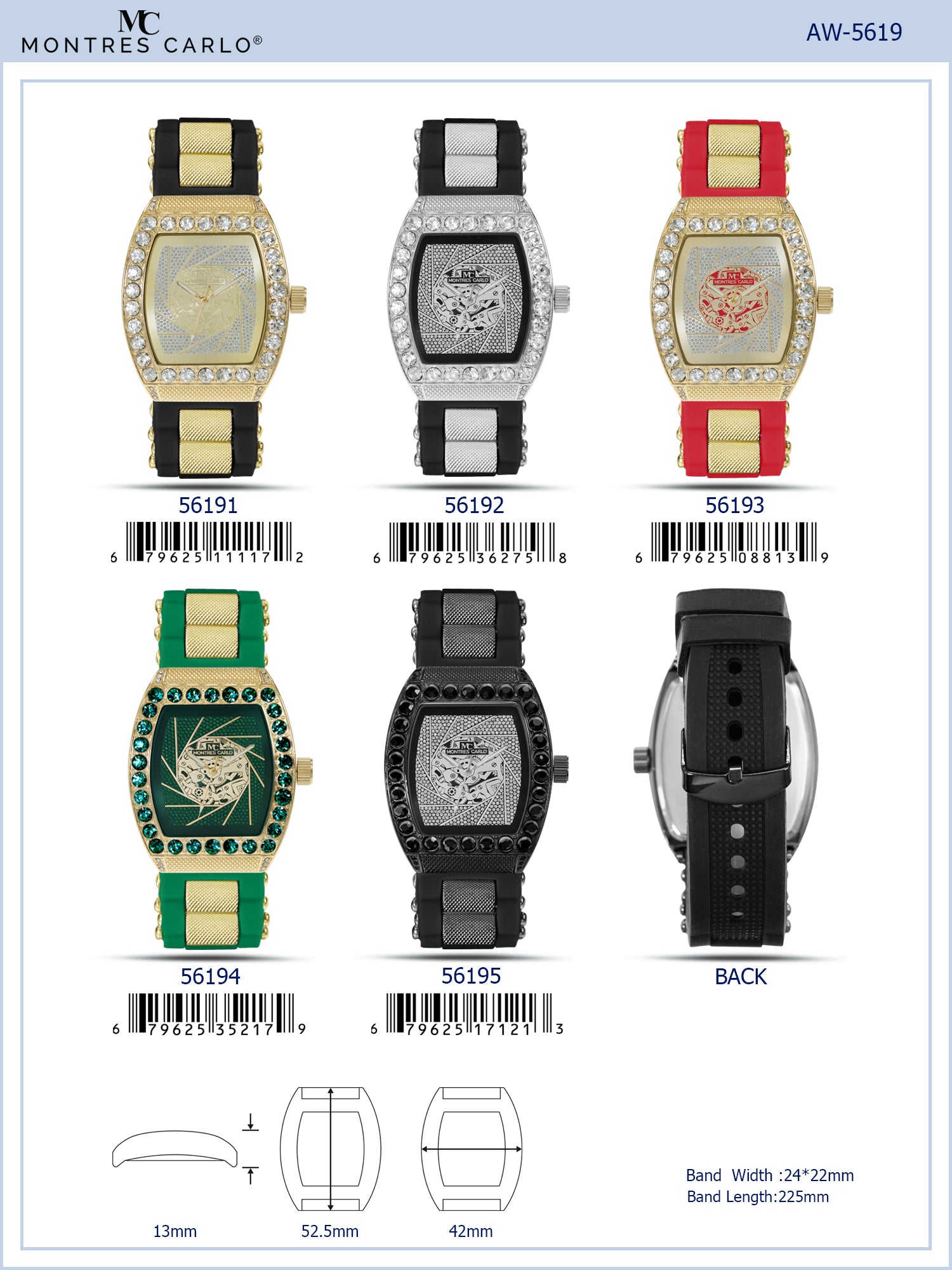 5619-Montres Carlo Silicon Band Watch