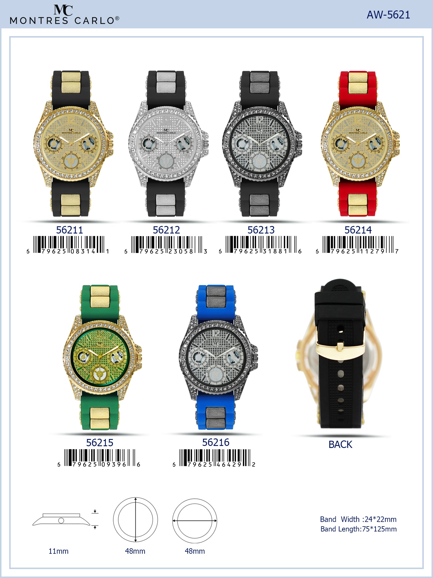 5621-Montres Carlo Silicon Band Watch