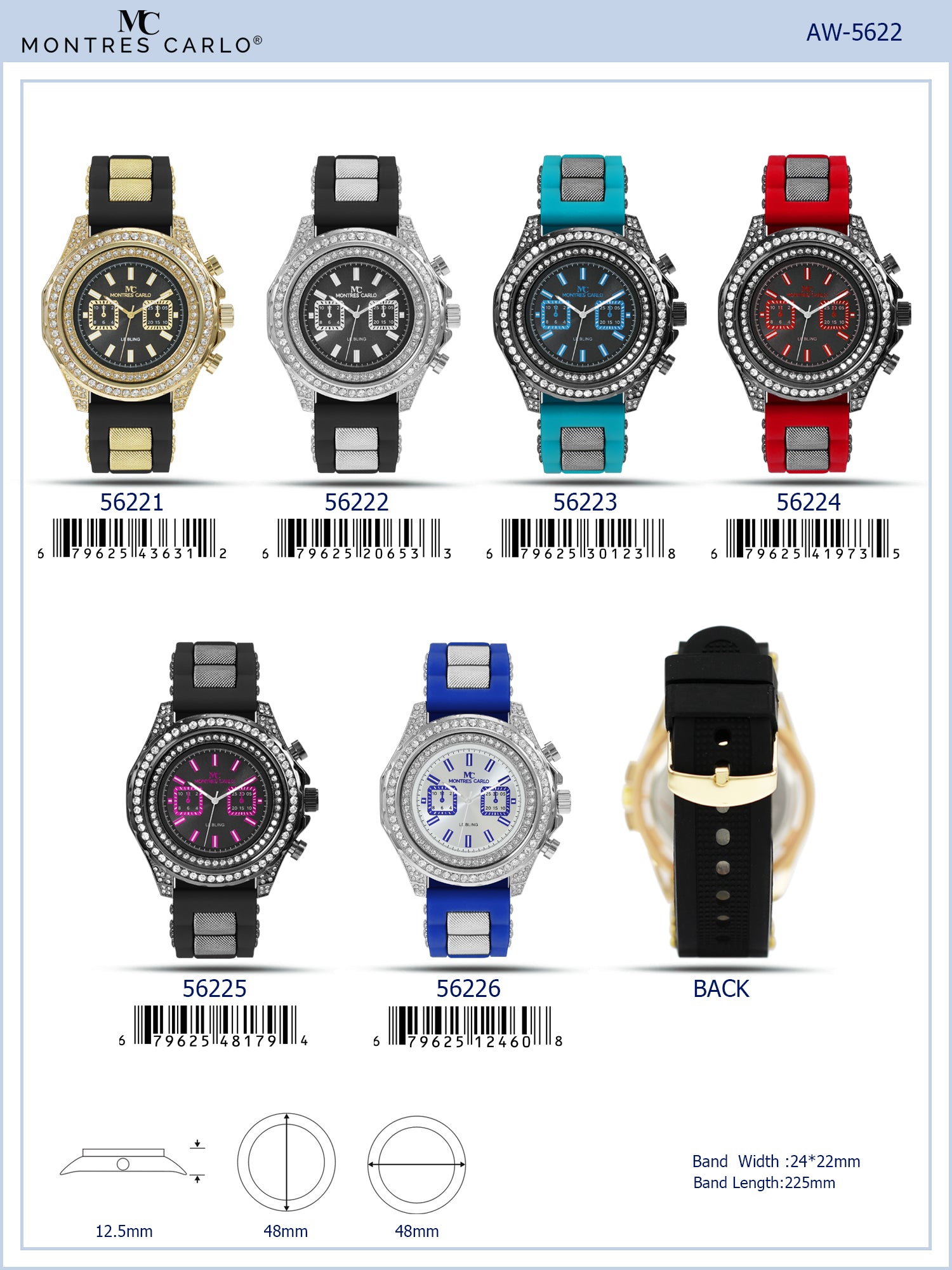 5622-Montres Carlo Silicon Band Watch