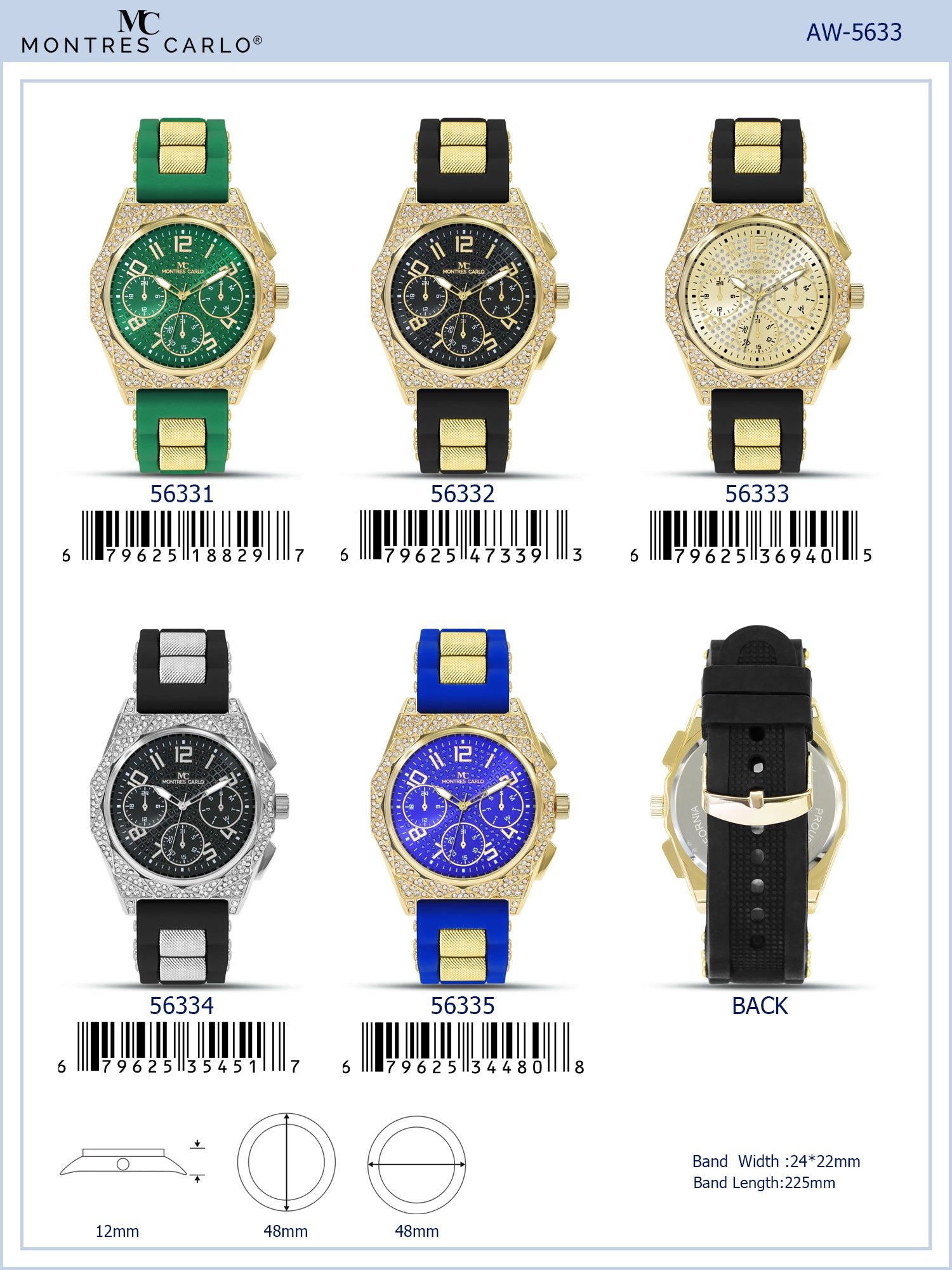 5633-Montres Carlo Silicon Band Watch