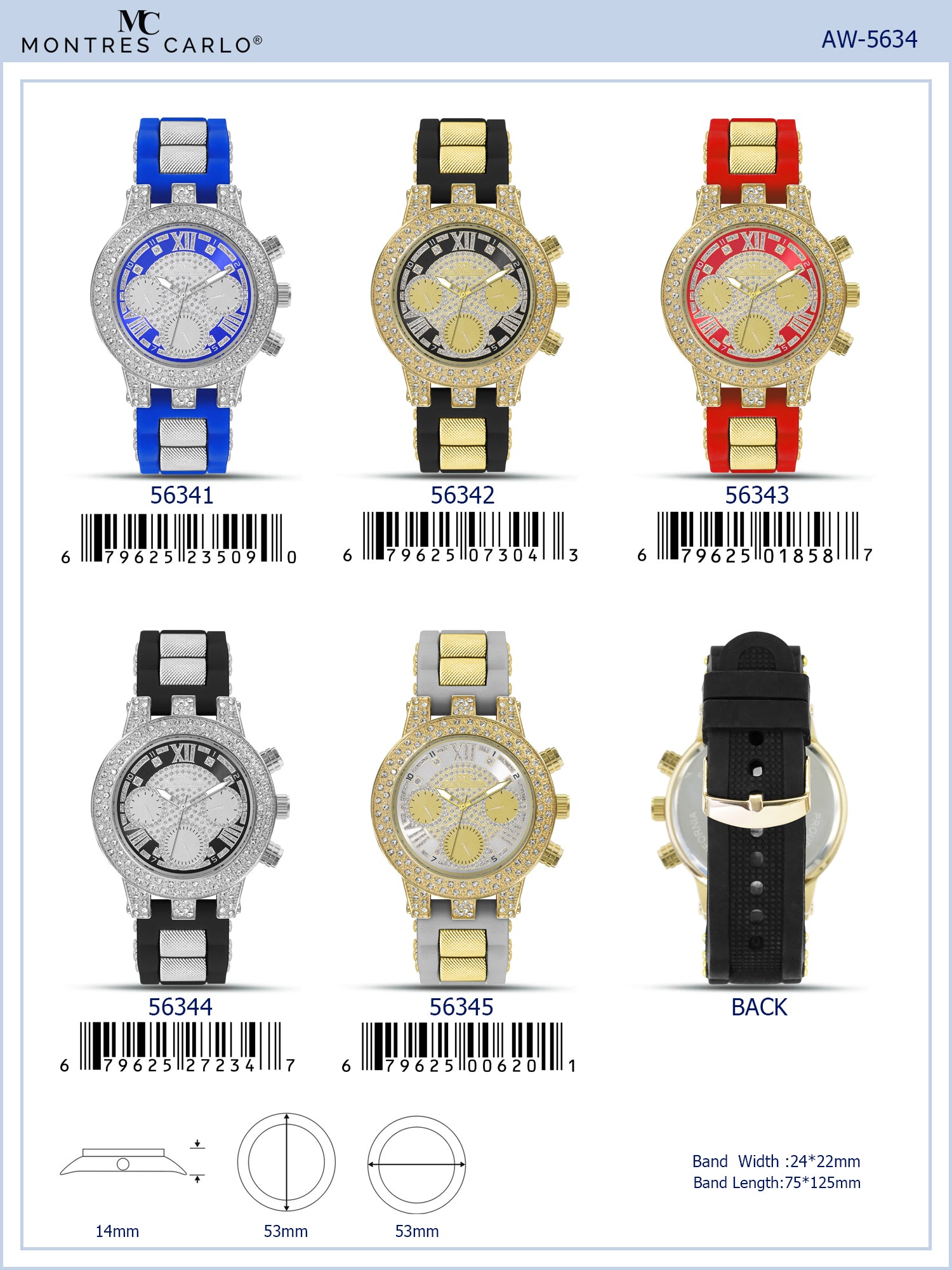 5634-Montres Carlo Silicon Band Watch
