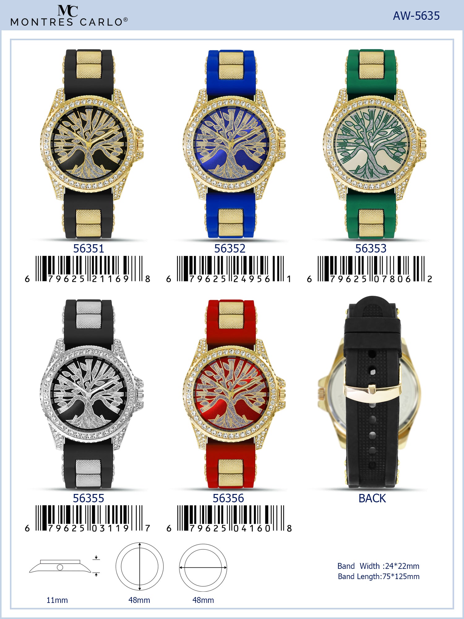 5635-Montres Carlo Silicon Band Watch