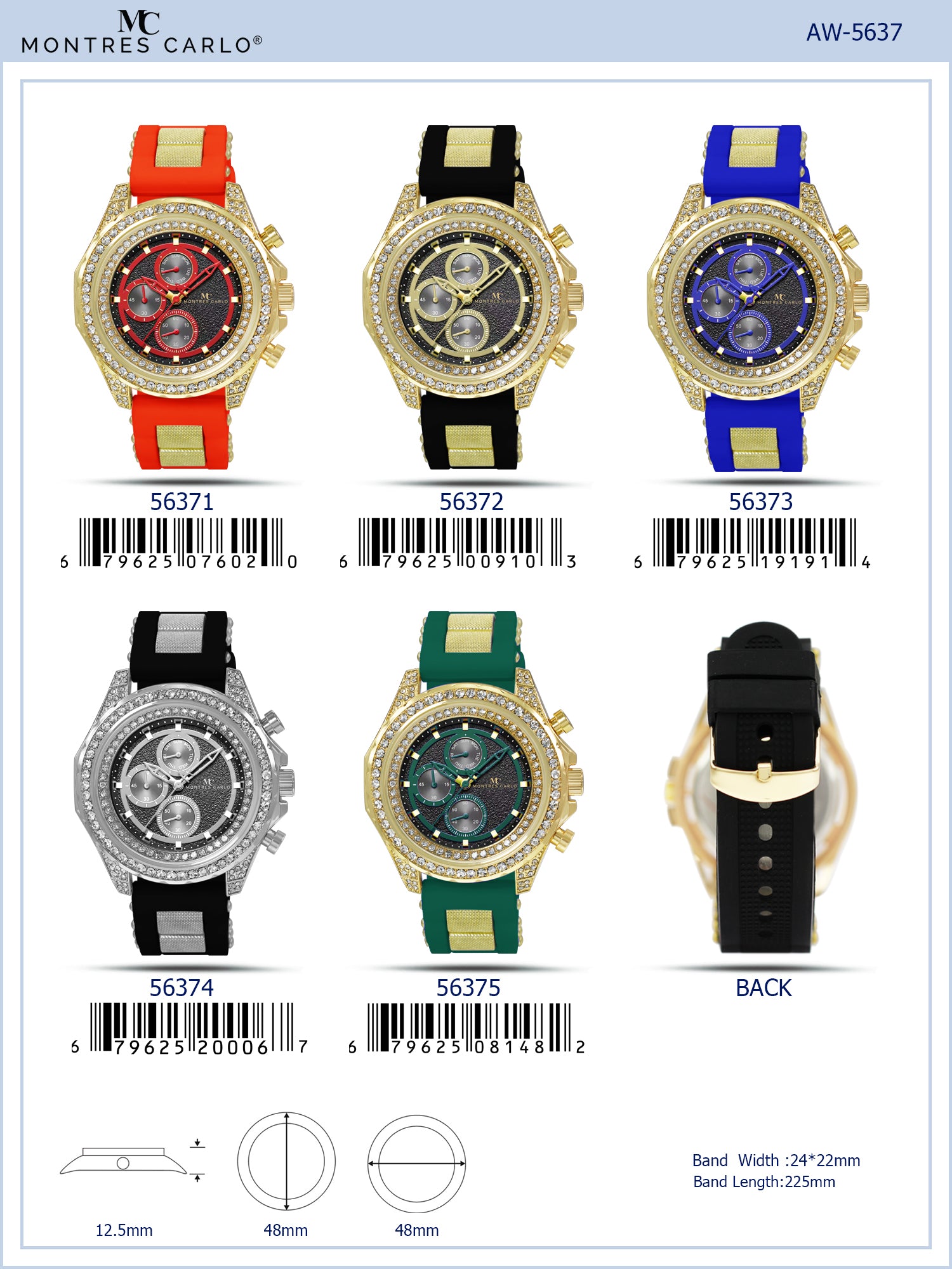 5637-Montres Carlo Silicon Band Watch