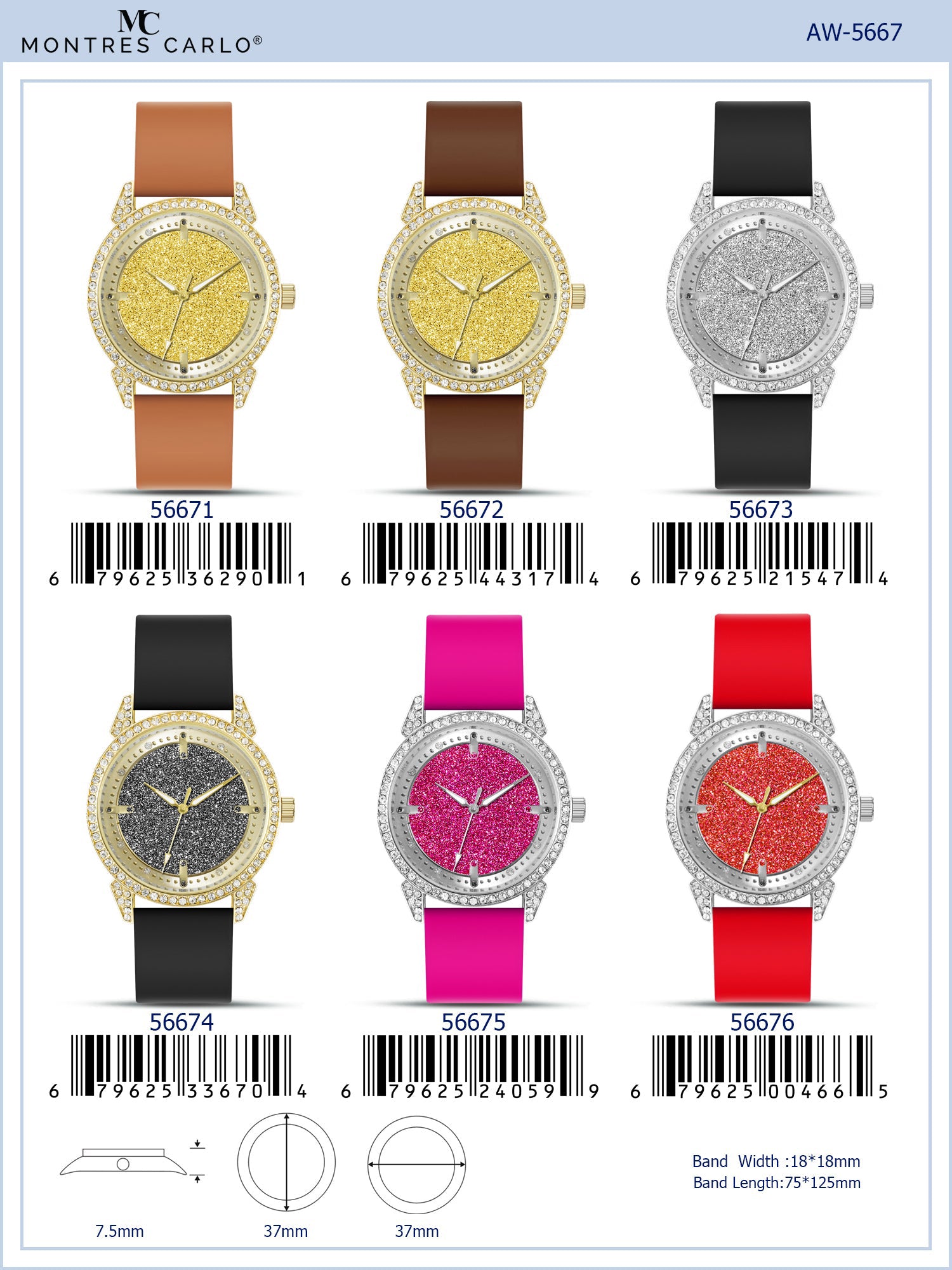 5667-Montres Carlo Silicon Band Watch