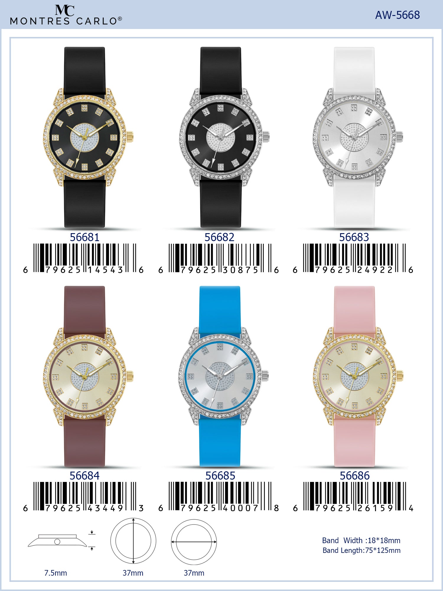 5668-Montres Carlo Silicon Band Watch