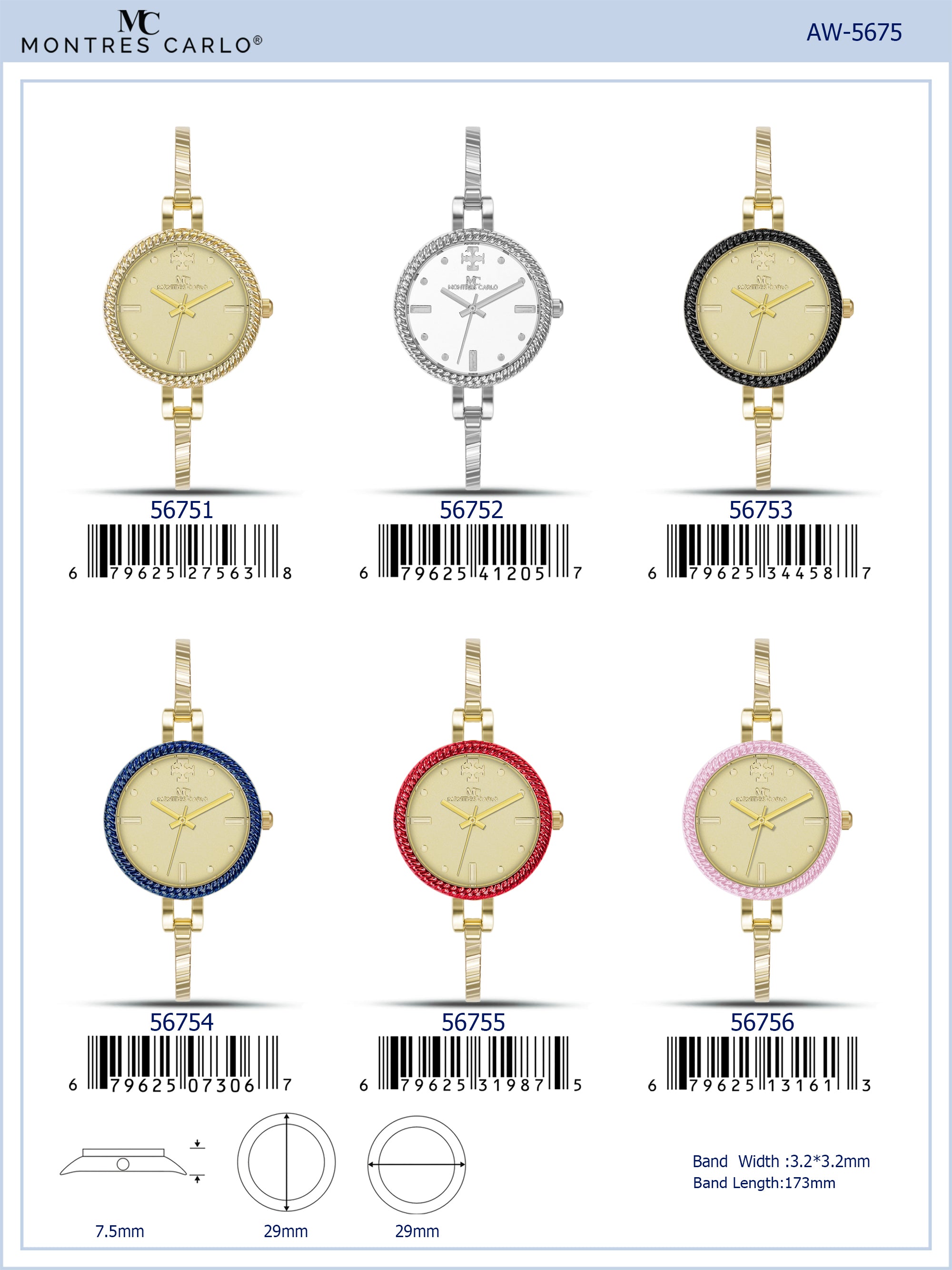 5675-Montres Carlo Bangle Watch