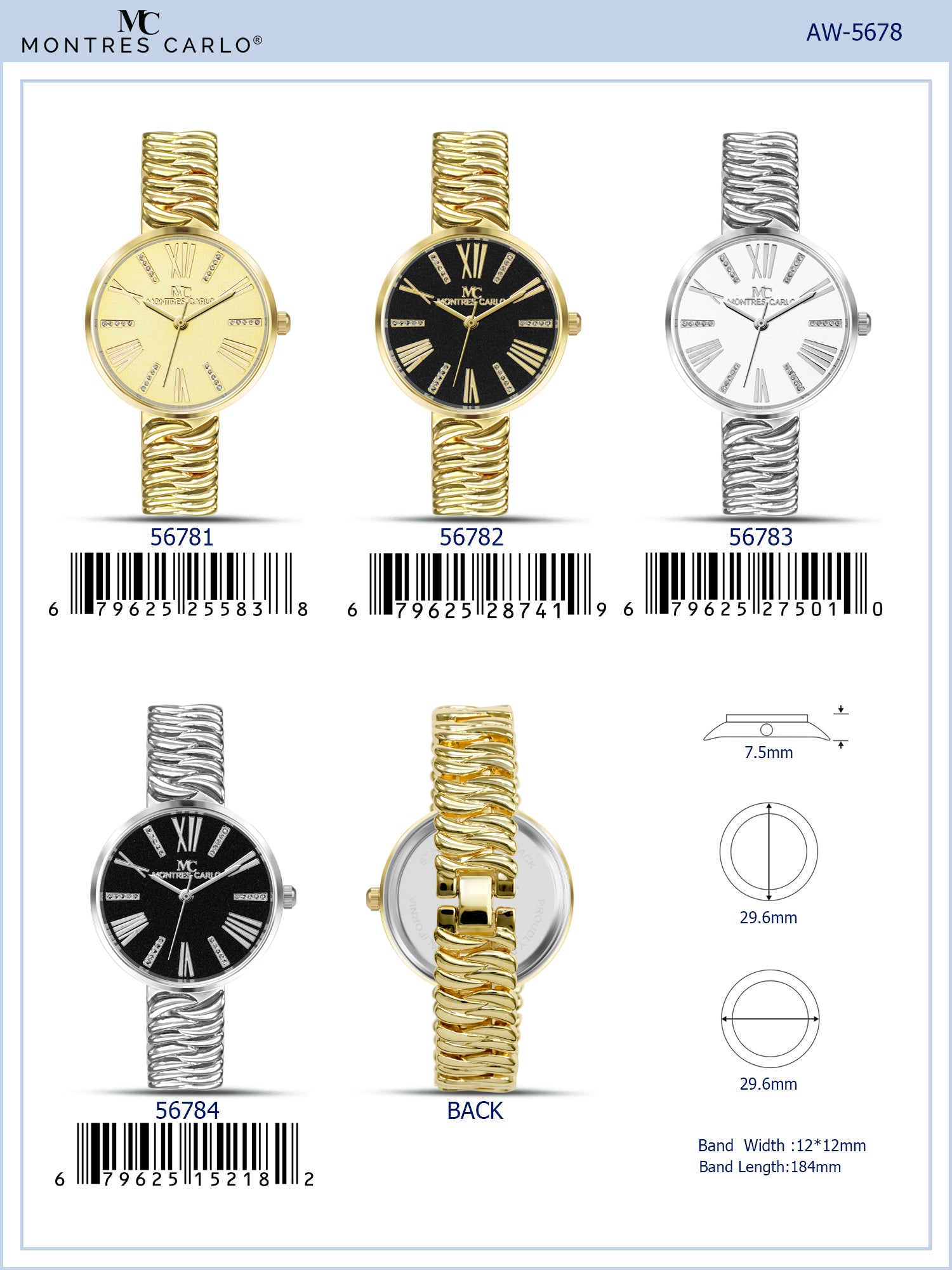 5678-Montres Carlo Bracelet Watch