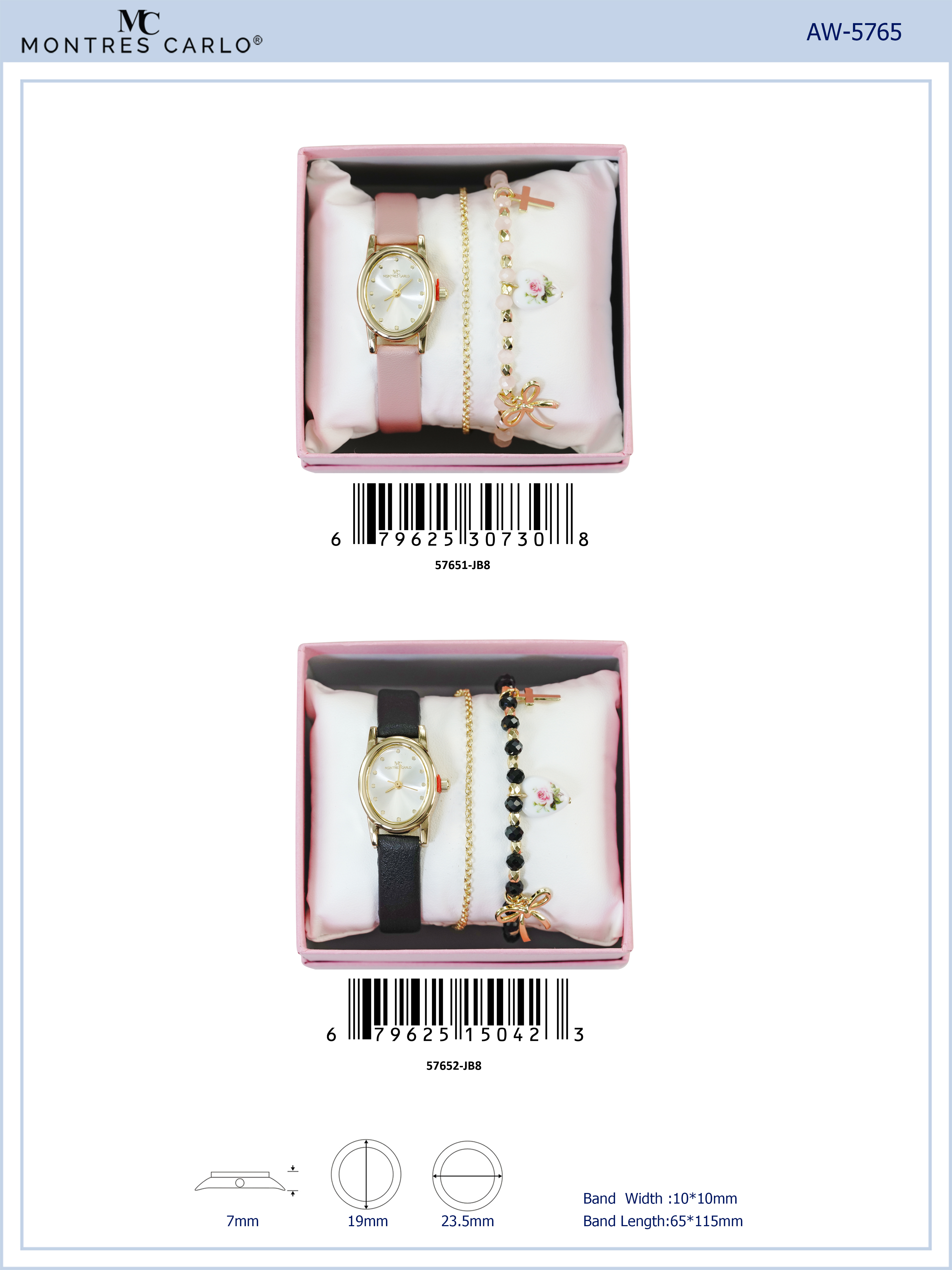 5765-JB8 - Montres Carlo Jewelry Gift Box with Faux leather band Watch