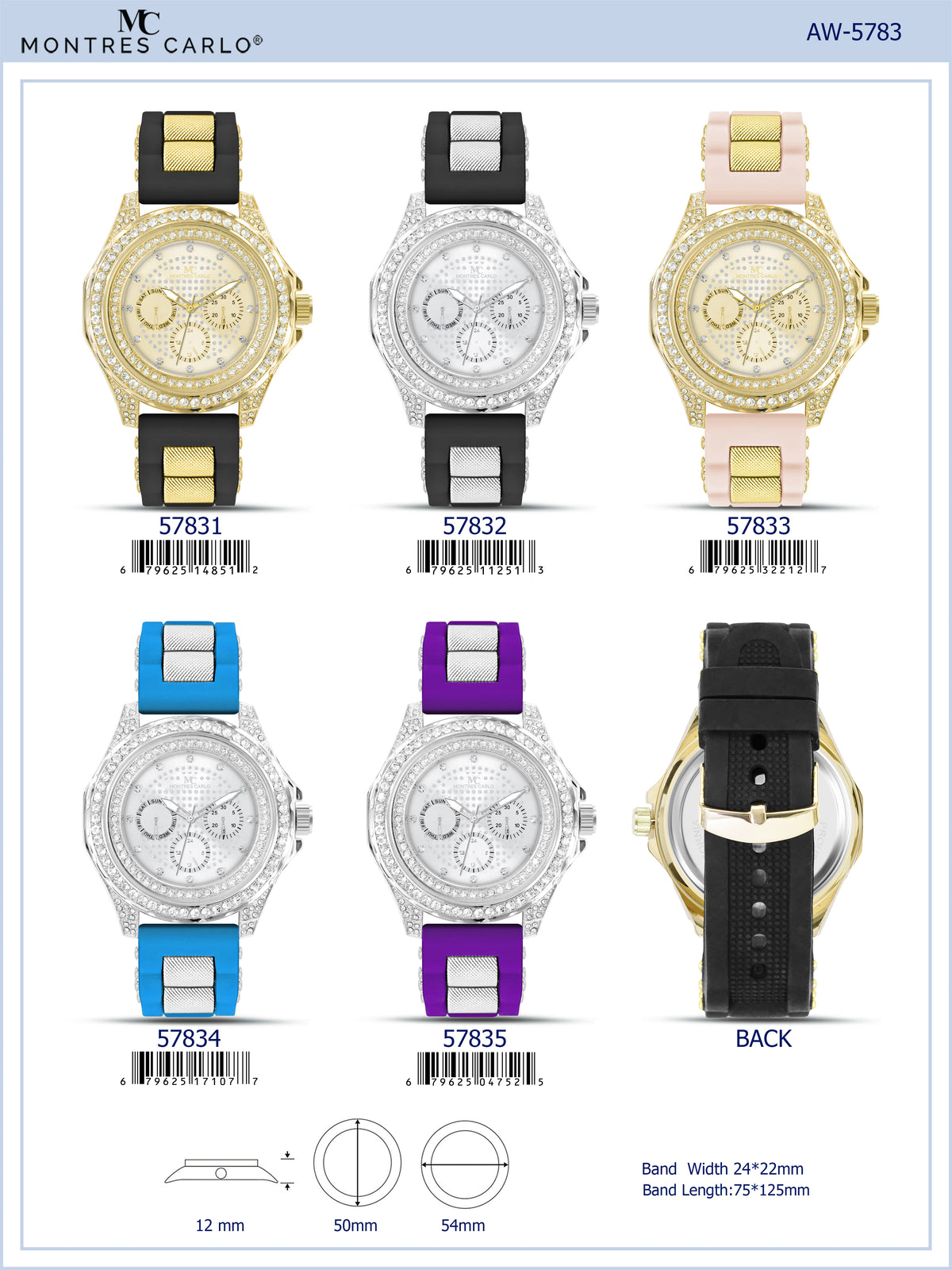 5783-Montres Carlo Silicon Band Watch