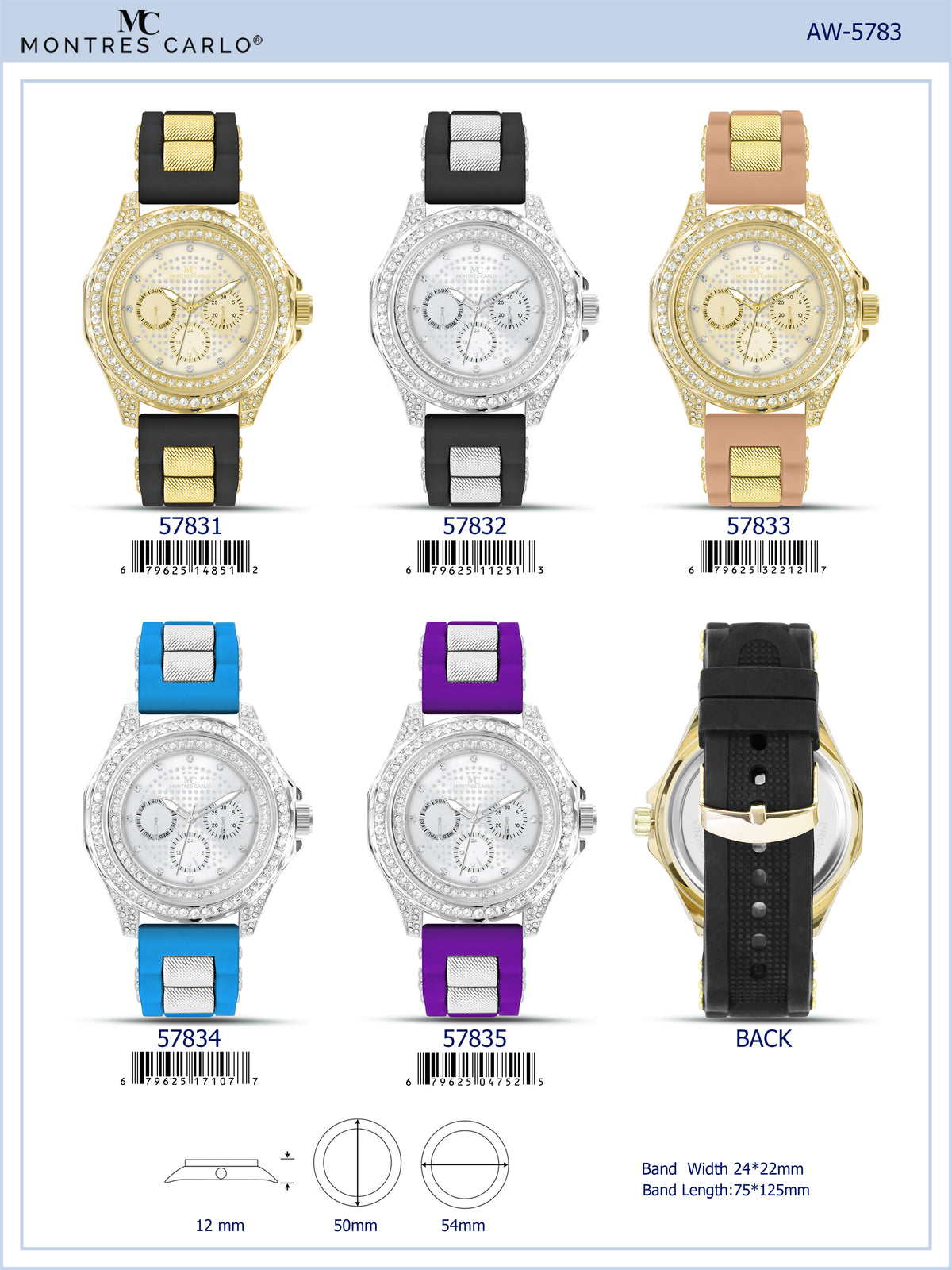 5783-Montres Carlo Silicon Band Watch
