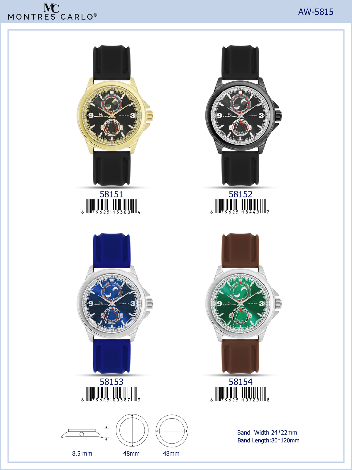 5815-Montres Carlo Silicon Band Watch