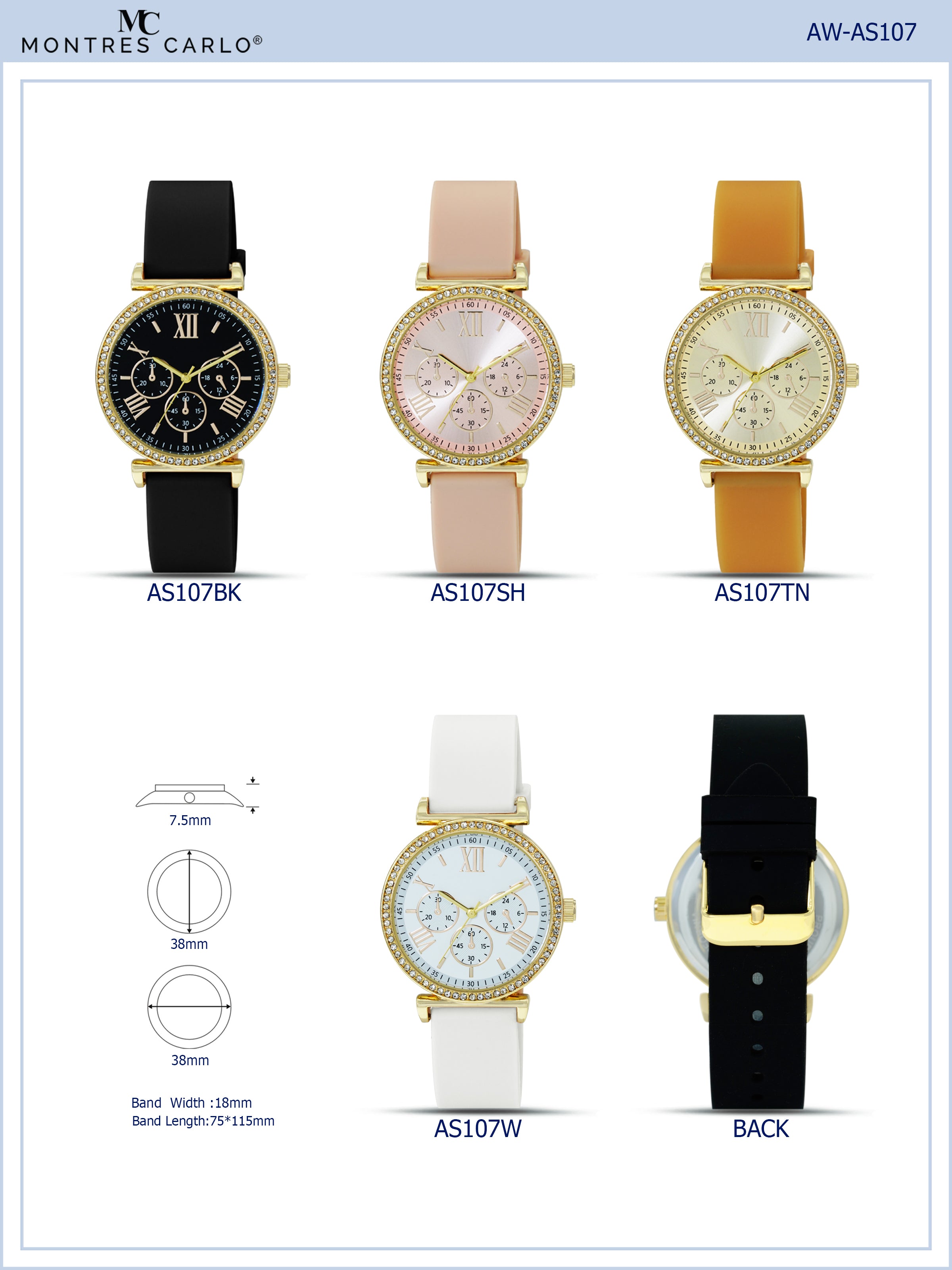 AS107-Montres Carlo Silicon Band Watch