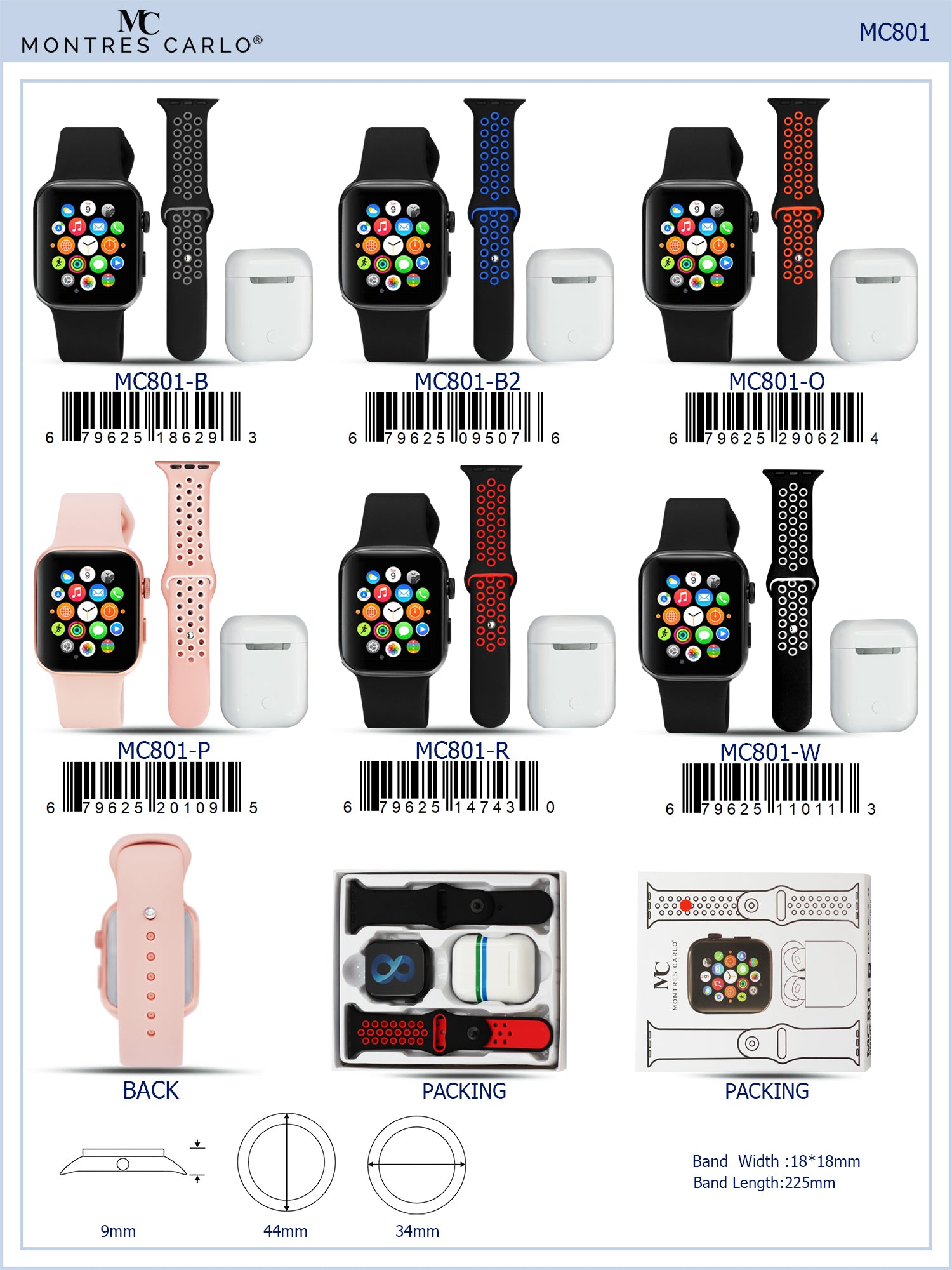 MC801 - Smart Watch Combo Set