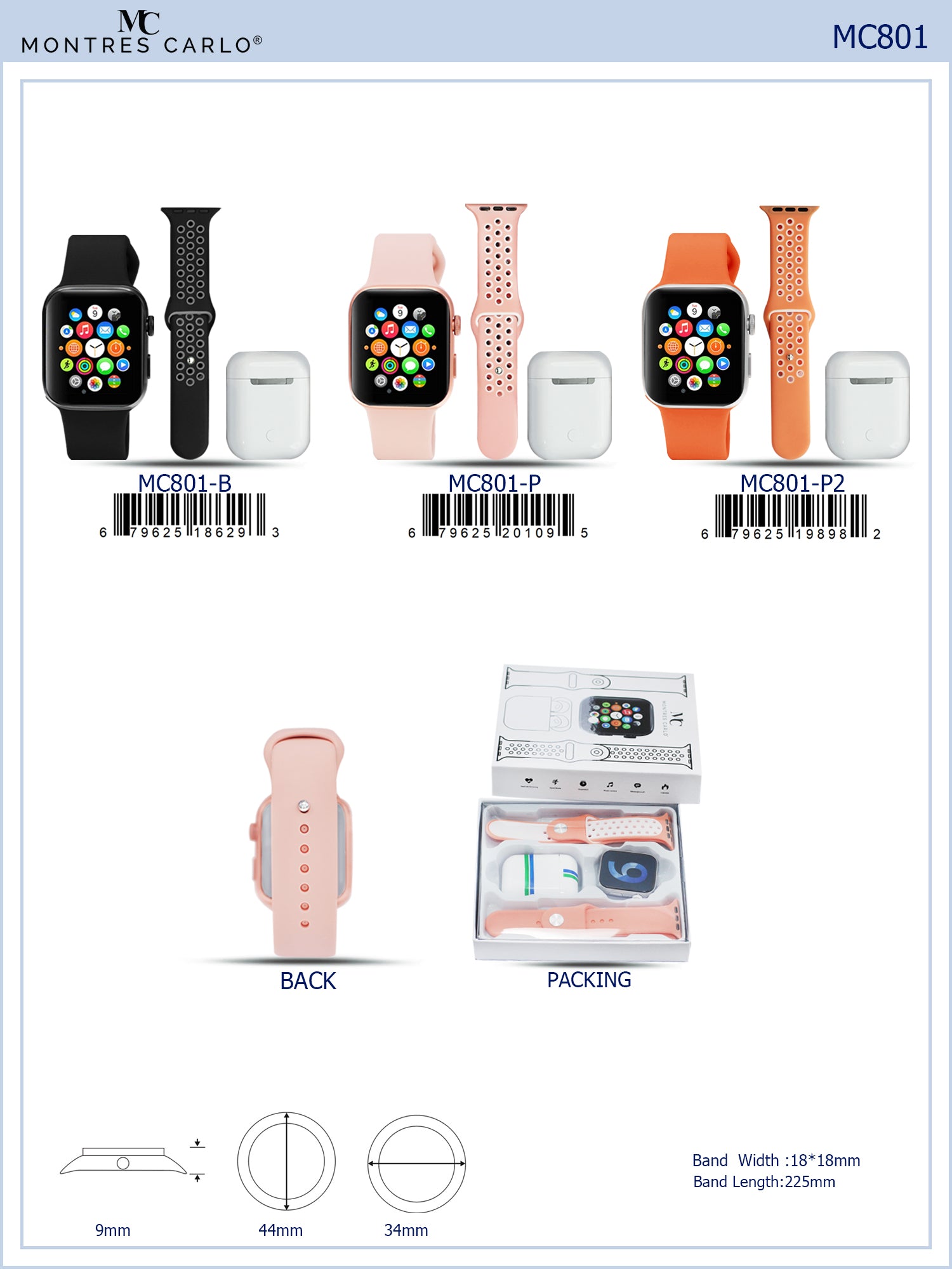 MC801 - Smart Watch Combo Set