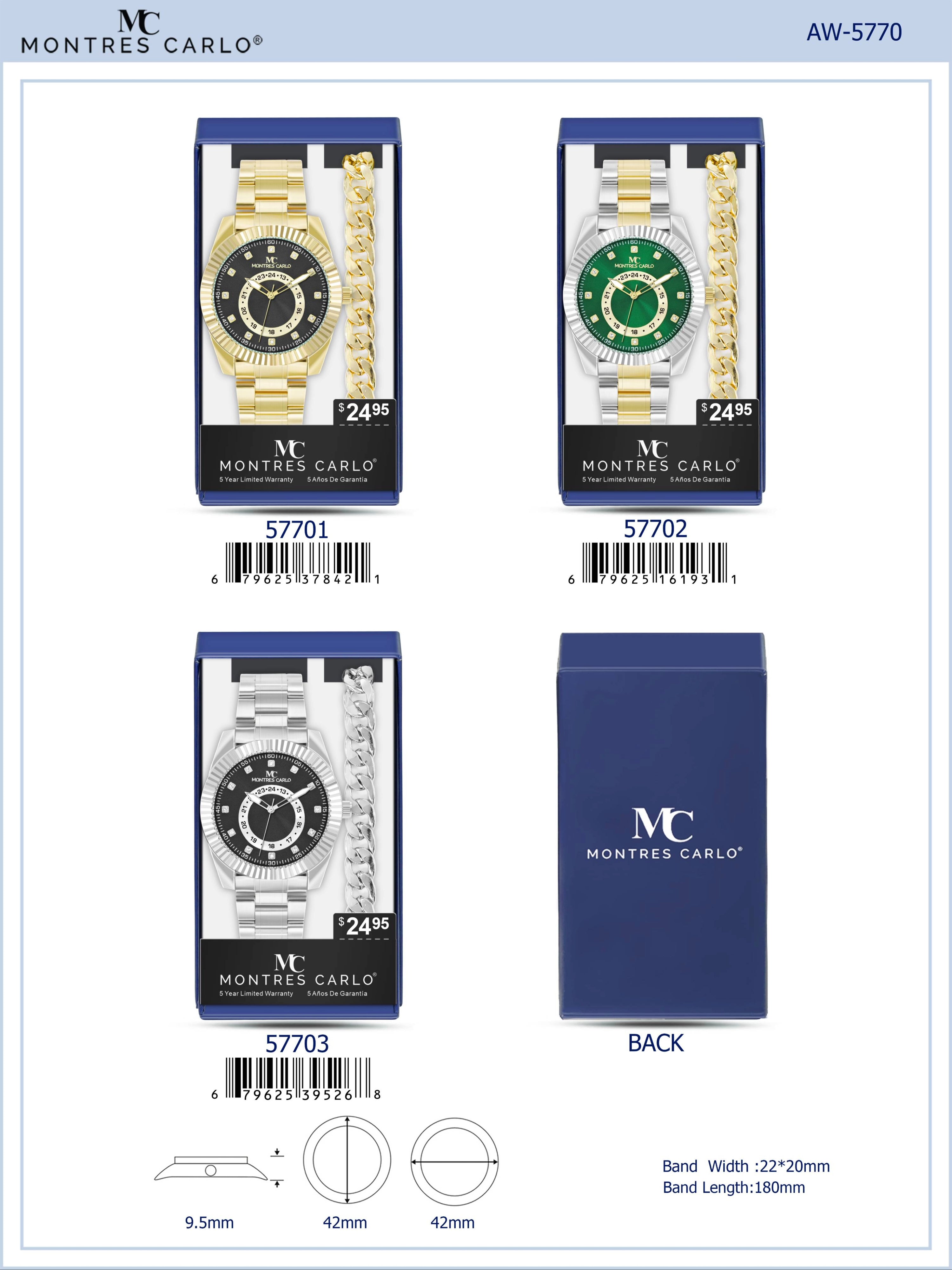 5770-JB Metal Band Watch Gift Box Edition