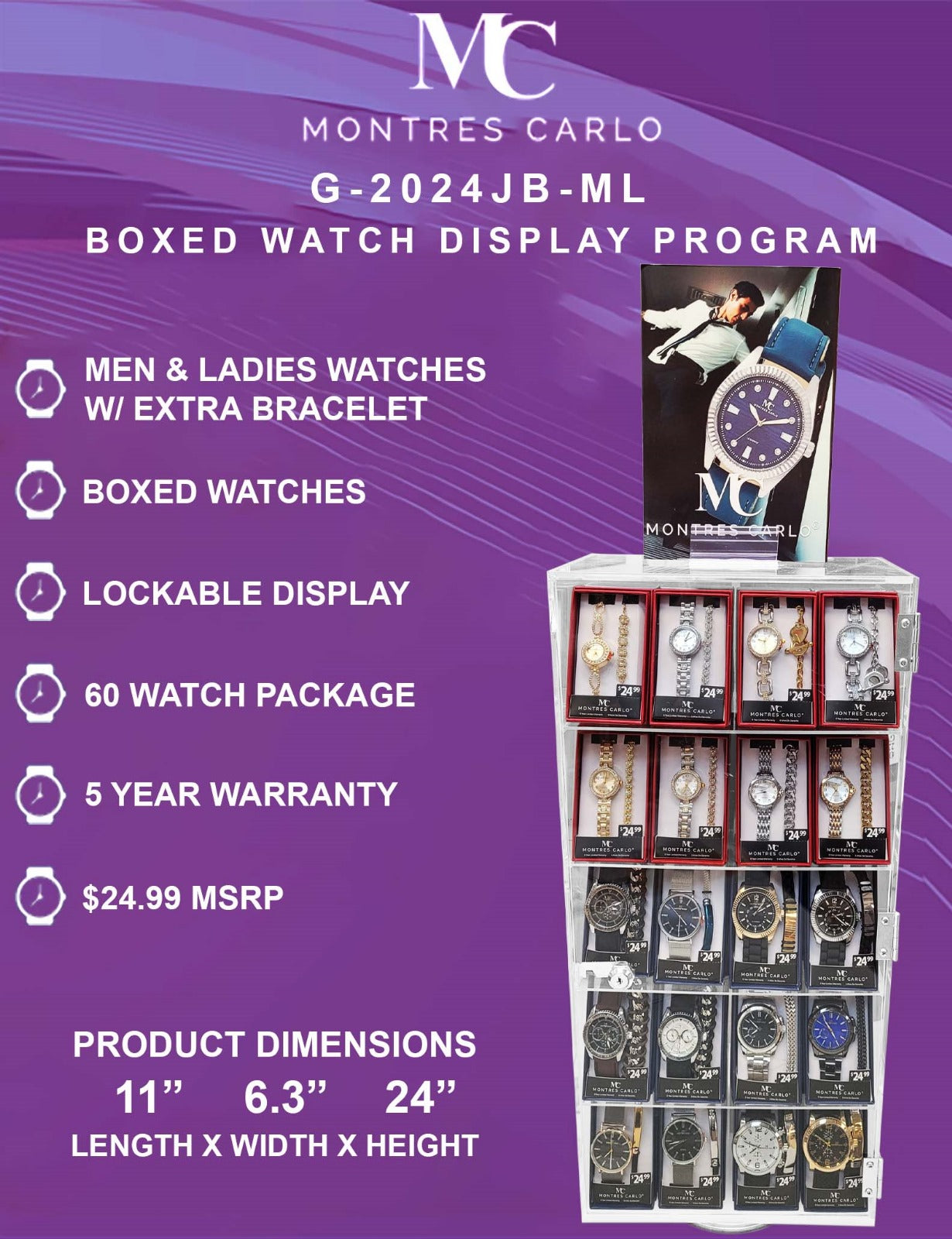 G-2024JB-ML Boxed Watches with Free Display