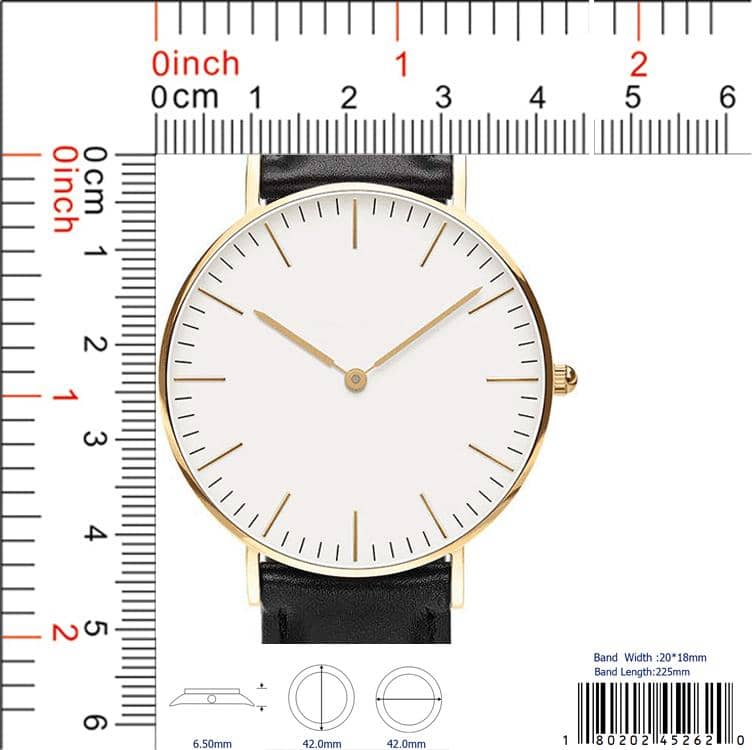 42MM Reloj con Correa de Cuero Vegano Genuino con Caja Dorada - 4526
