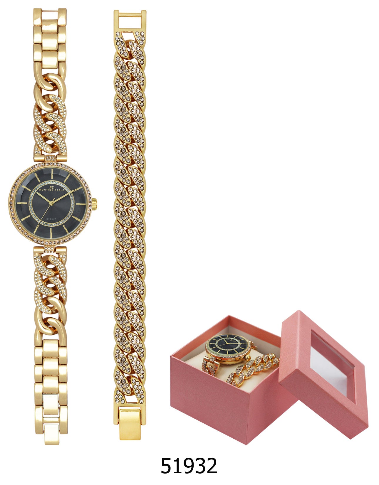 5193 - Boxed Ice Metal Bracelet Watch with Chain