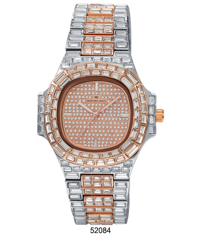 5208 - Ice Baguette Metal Band Watch