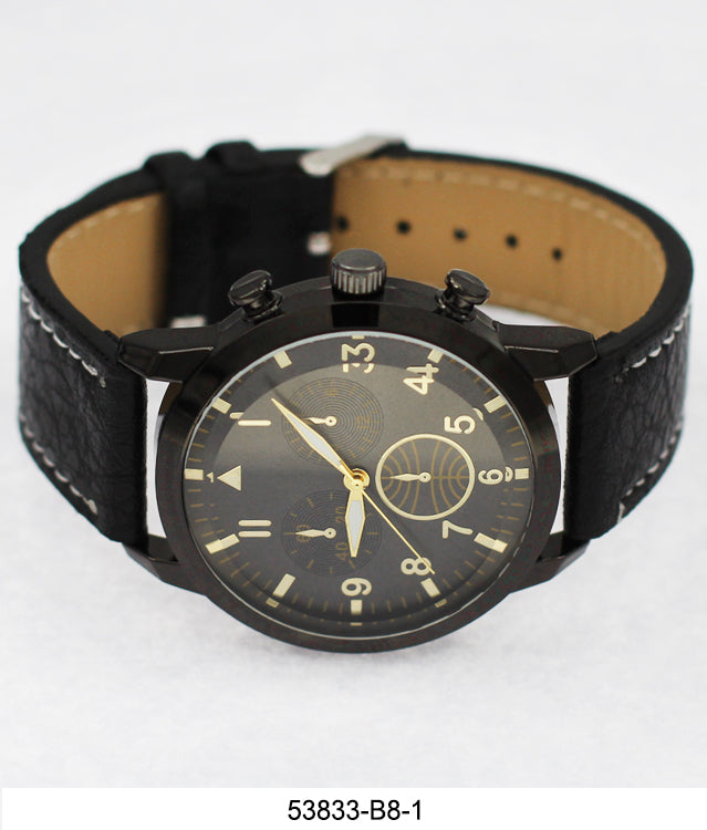 5383-B8-Gift Boxed Faux Leather Strap Watch