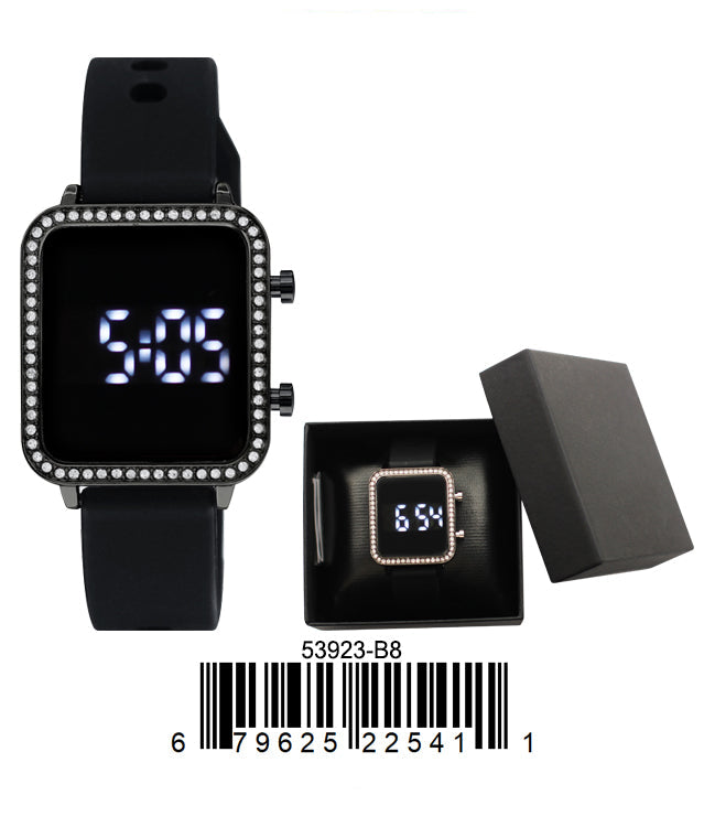 5392-B8-Boxed Montres Carlo LED Silicon Band Watch