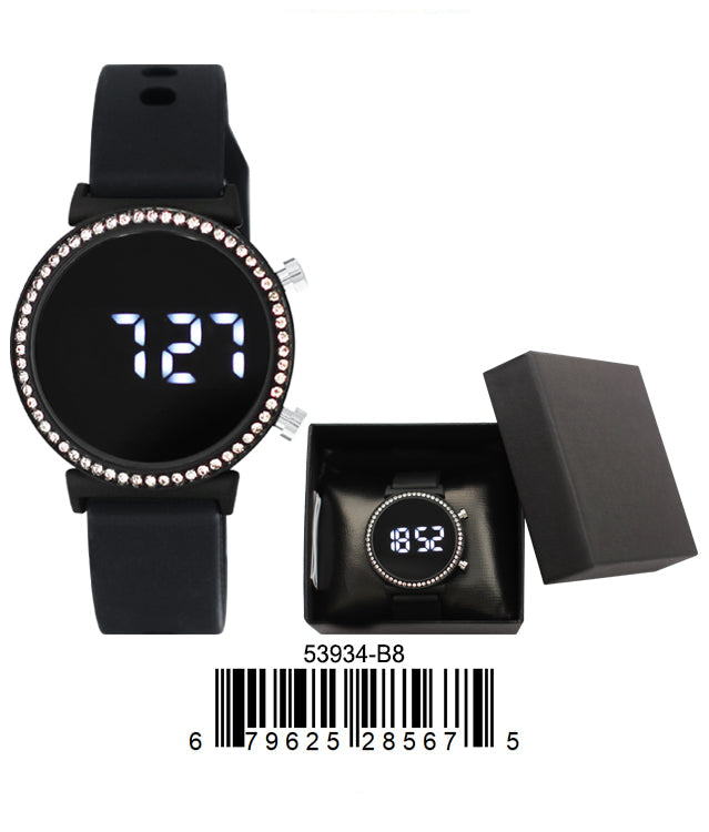 5393-B8-Boxed Montres Carlo LED Silicon Band Watch