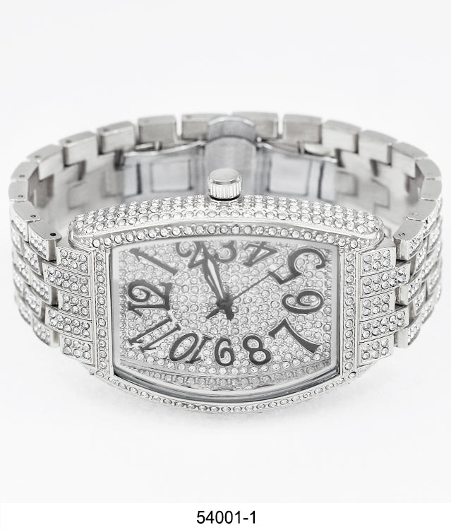 5400-Montres Carlo Iced Metal Band Watch