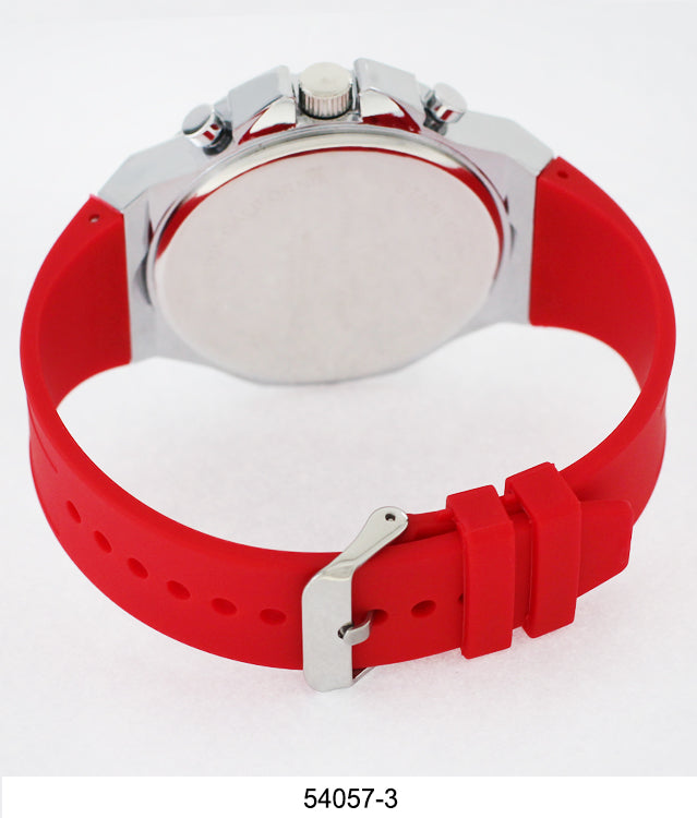 5405-Montres Carlo CZ Stone Case Watch With Silicone Band