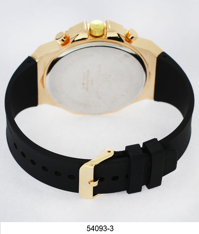 5409-Montres Carlo CZ Stone Case Watch With Silicone Band